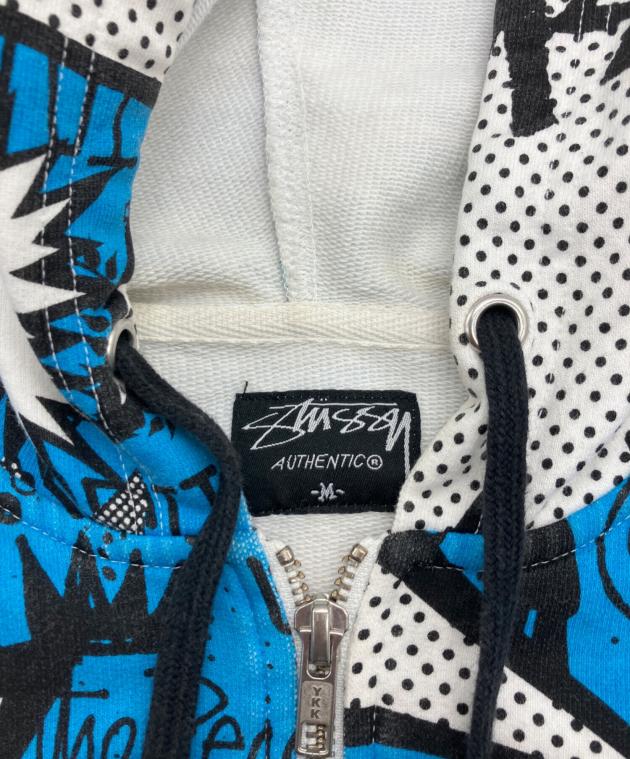 中古・古着通販】stussy (ステューシー) 総柄ジップパーカー ブルー