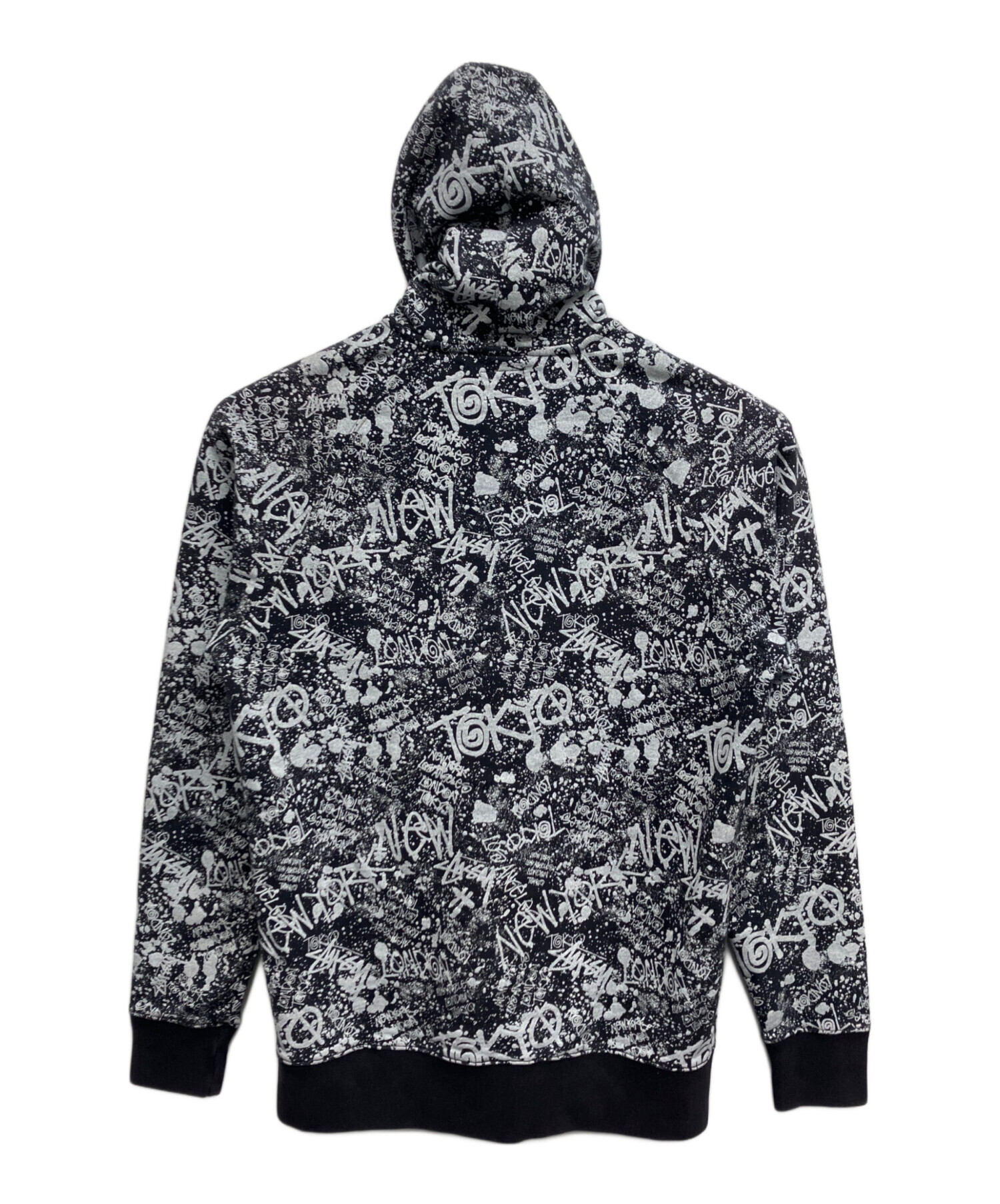 中古・古着通販】stussy (ステューシー) 総柄ジップパーカー ブラック