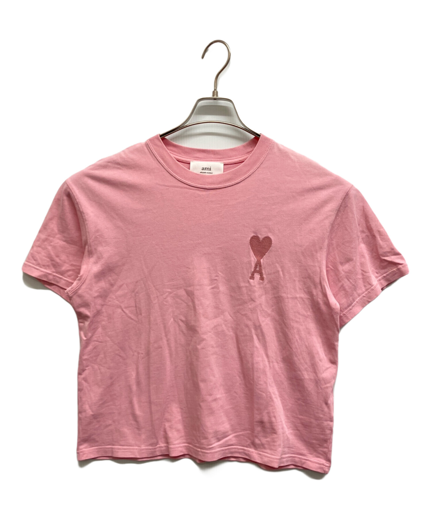 良品 AMI PARIS アミパリス ハート刺繍 ショートスリーブ Tシャツ Sサイズ ライトピンク レディース 古着 中古 USED 中古・古着通販】AMI PARIS (アミ パリス) ハートロゴ刺繍Tシャツ