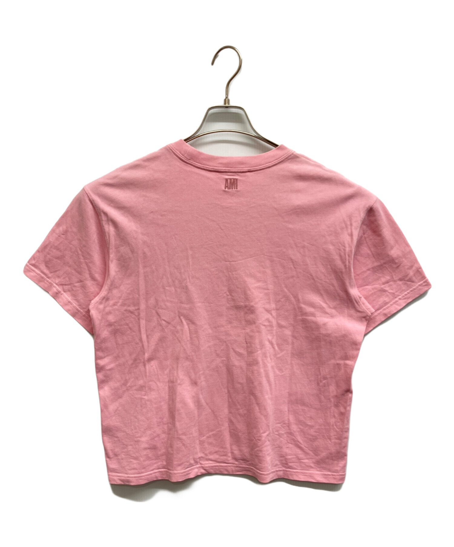 【美品】AMIPARIS ピンク ハート刺繍 半袖Tシャツ 中古・古着通販】AMI PARIS (アミ パリス) ハートロゴ刺繍Tシャツ