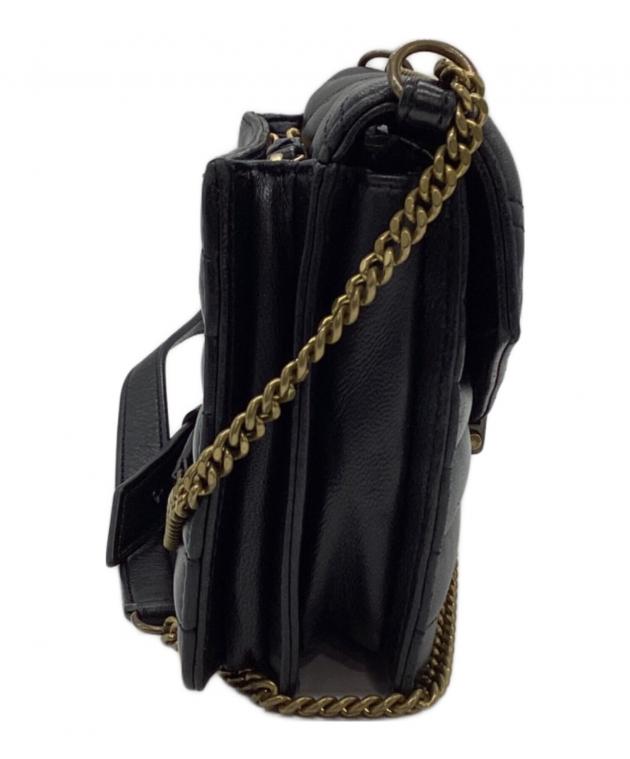良品 All Saints オールセインツ FLEUR DE LIS CROSSBODY チェーンショルダーバッグ ブラック  レディース 古着 中古 USED 中古・古着通販】ALL SAINTS (オールセインツ) ラムレザーショルダー