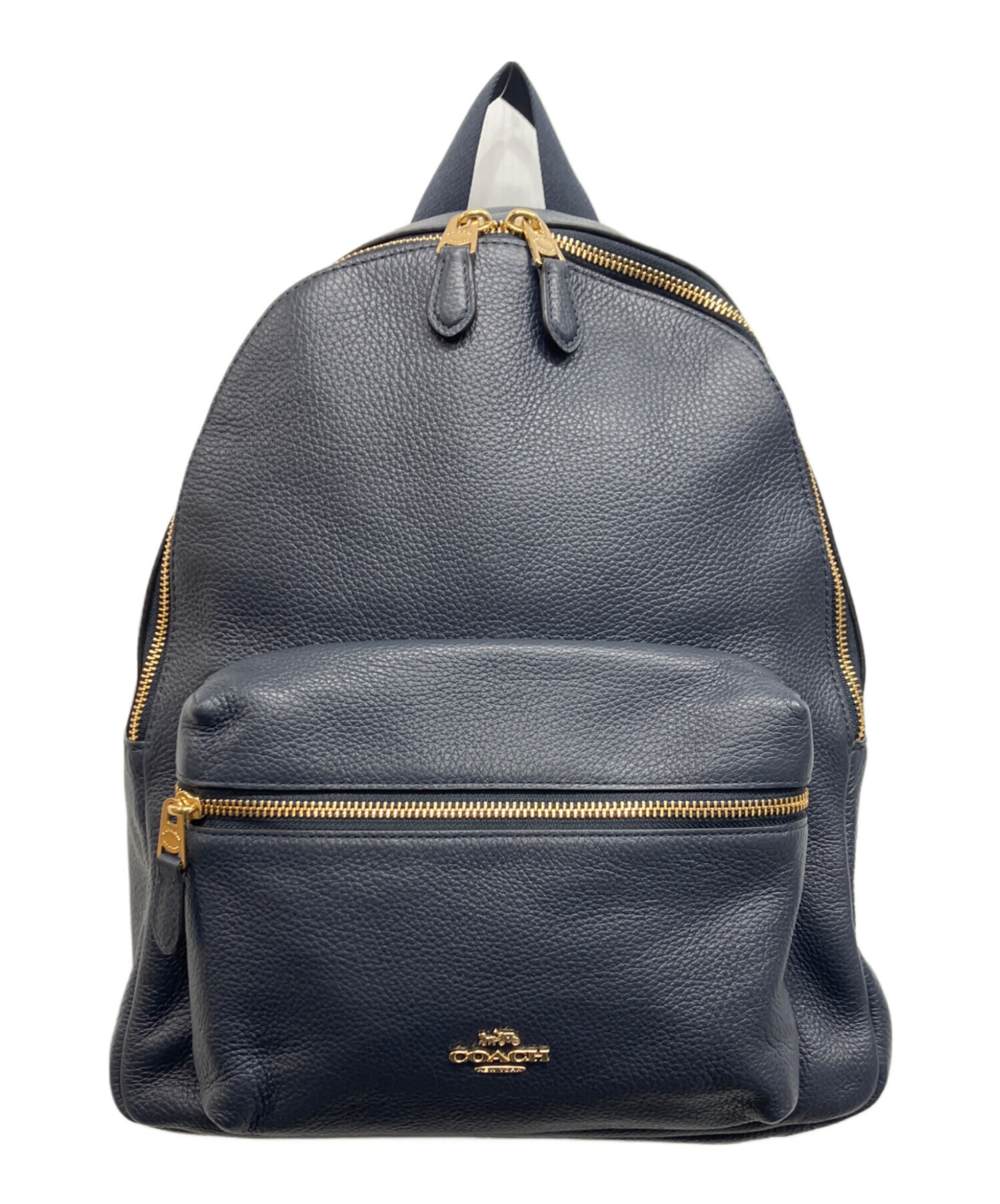 コーチ リュック ネイビー 中古・古着通販】COACH (コーチ) レザーリュック ネイビー｜ブランド