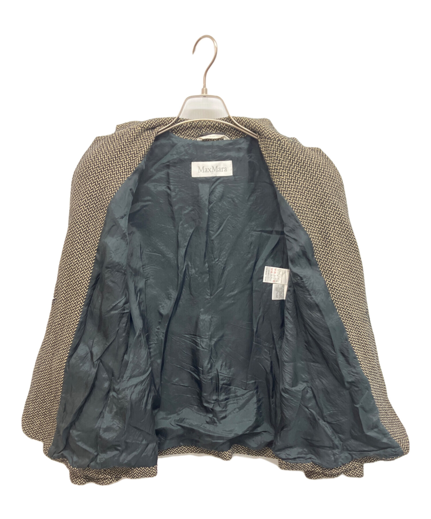 マックスマーラ 銀タグ リネン テーラードジャケット ヘリンボーン 背抜き 春夏 中古・古着通販】MaxMara (マックスマーラ) ヘリンボーン1Bテーラード