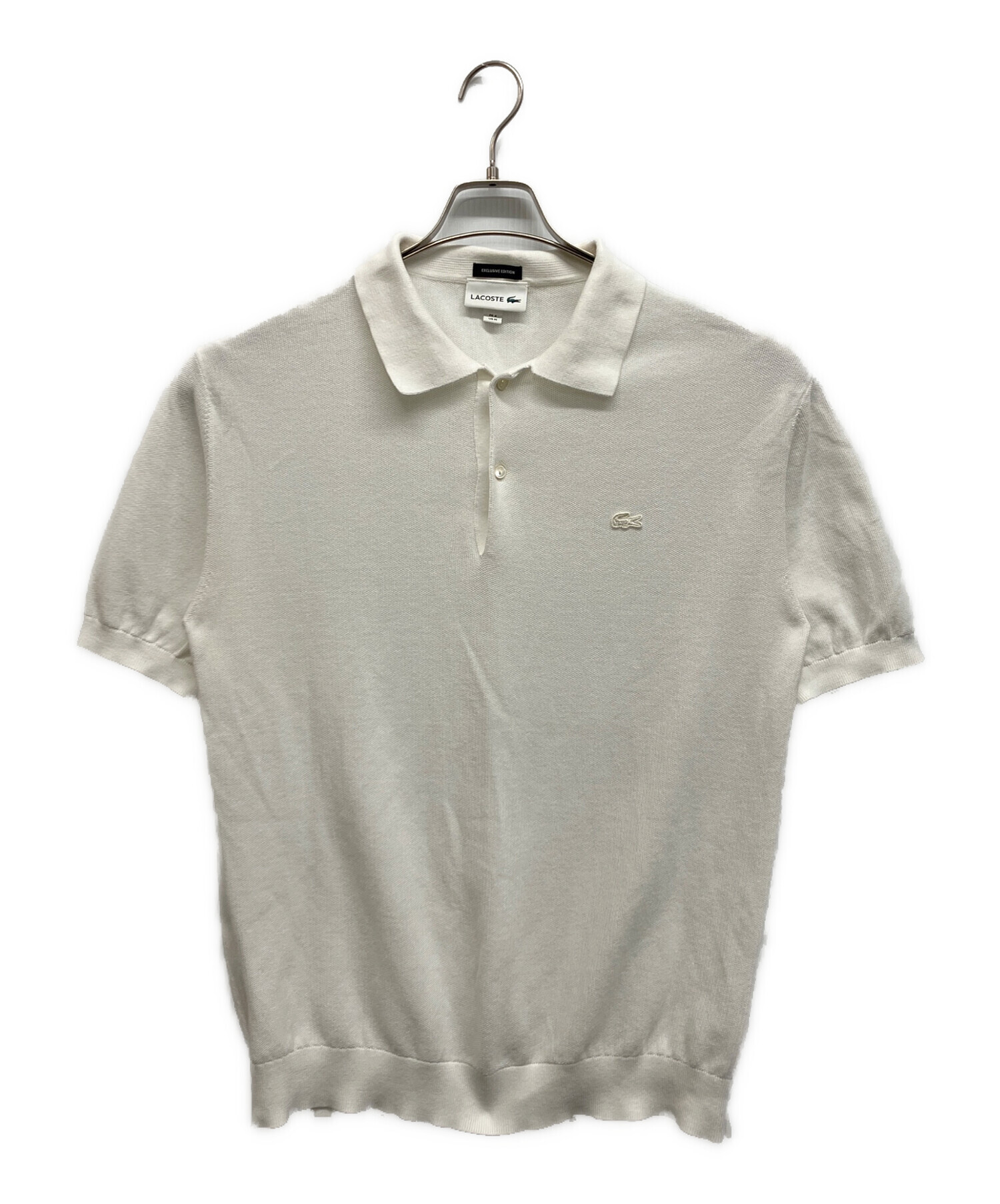 80s ラコステ ニットポロシャツ 中古・古着通販】LACOSTE (ラコステ) ニットポロシャツ ホワイト