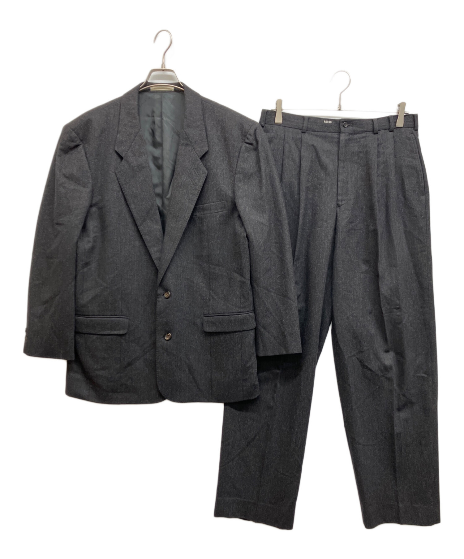 パパス　セットアップ ダークブラウン 中古・古着通販】PAPAS (パパス) セットアップスーツ グレー サイズ:M