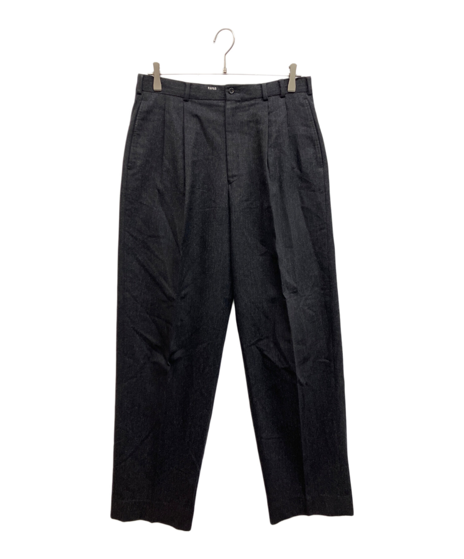 パパス 超美品 着用1回 Papas 麻 スーツ セットアップ 黒 Mサイズ 中古・古着通販】PAPAS (パパス) セットアップスーツ グレー サイズ:M