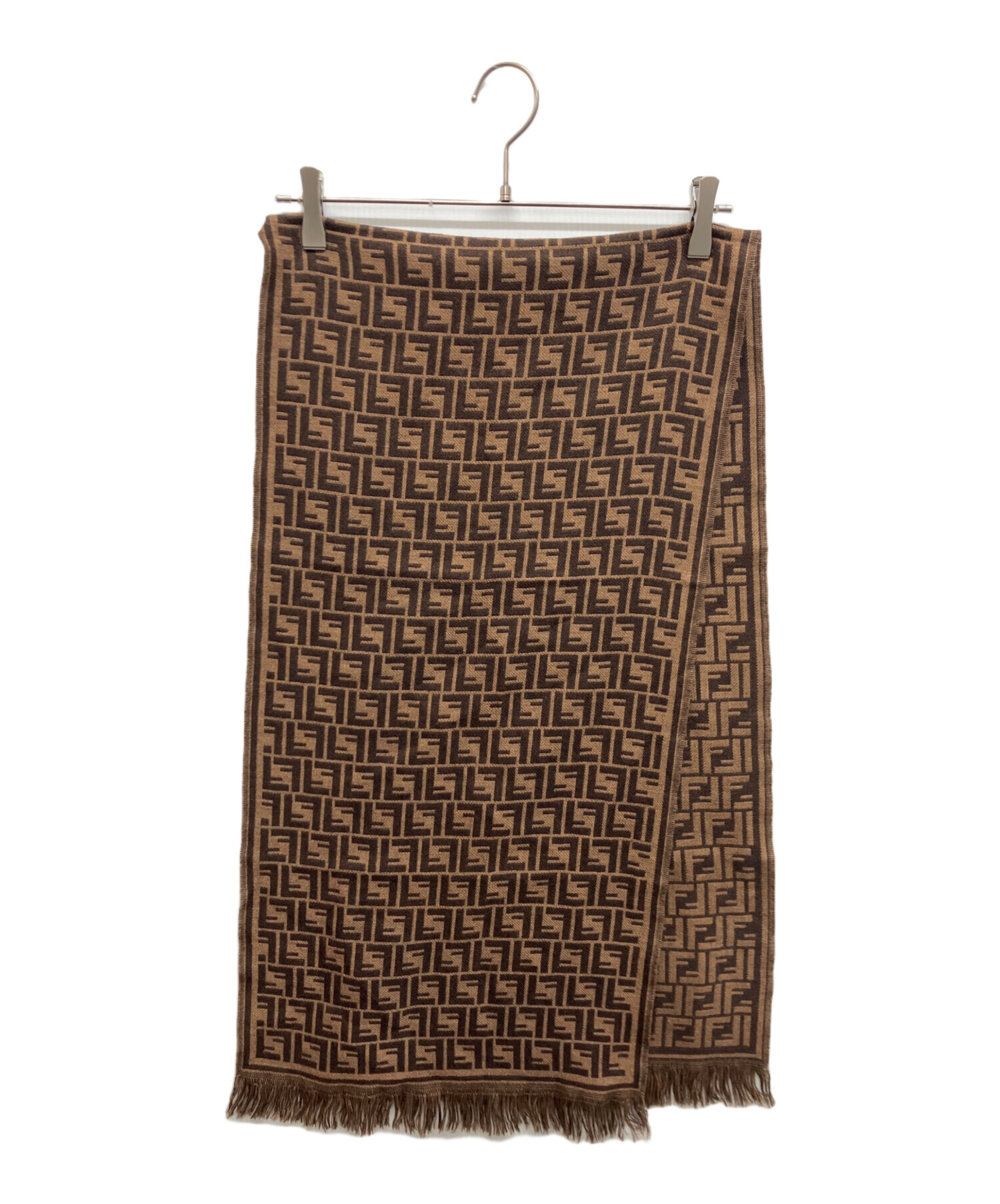 FENDI フェンディ ストール ズッカ柄 ライトブラウン タグあり 中古・古着通販】FENDI (フェンディ) ズッカ柄ウールストール ブラウン