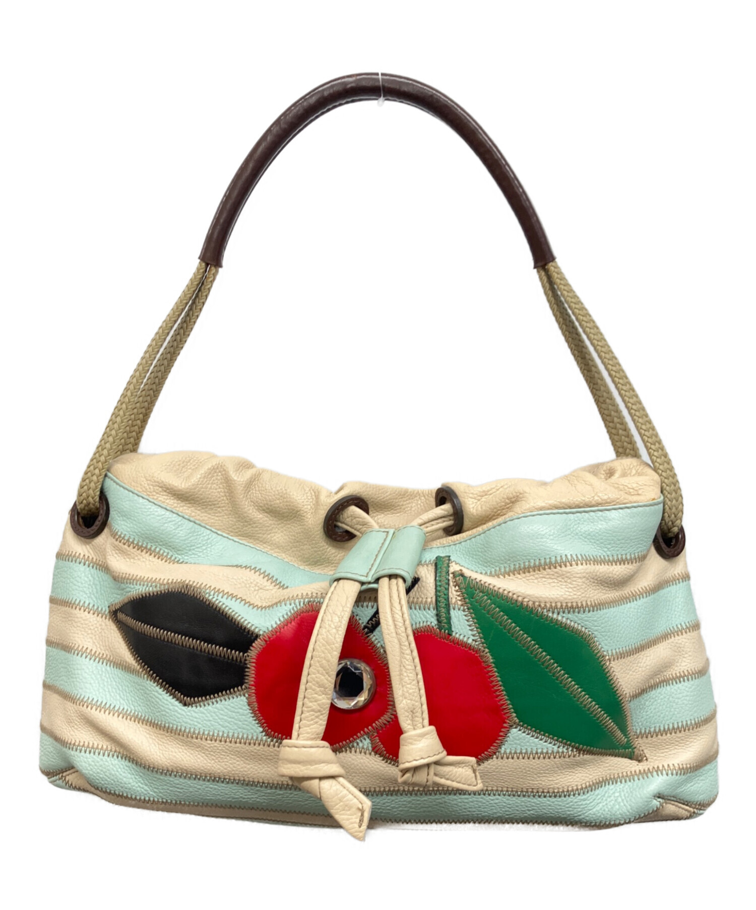 SONIA RYKIEL ソニアリキエル シルク混肌掛けふとん 絹　ベージュ 中古・古着通販】SONIA RYKIEL (ソニア リキエル) パッチワークレザー