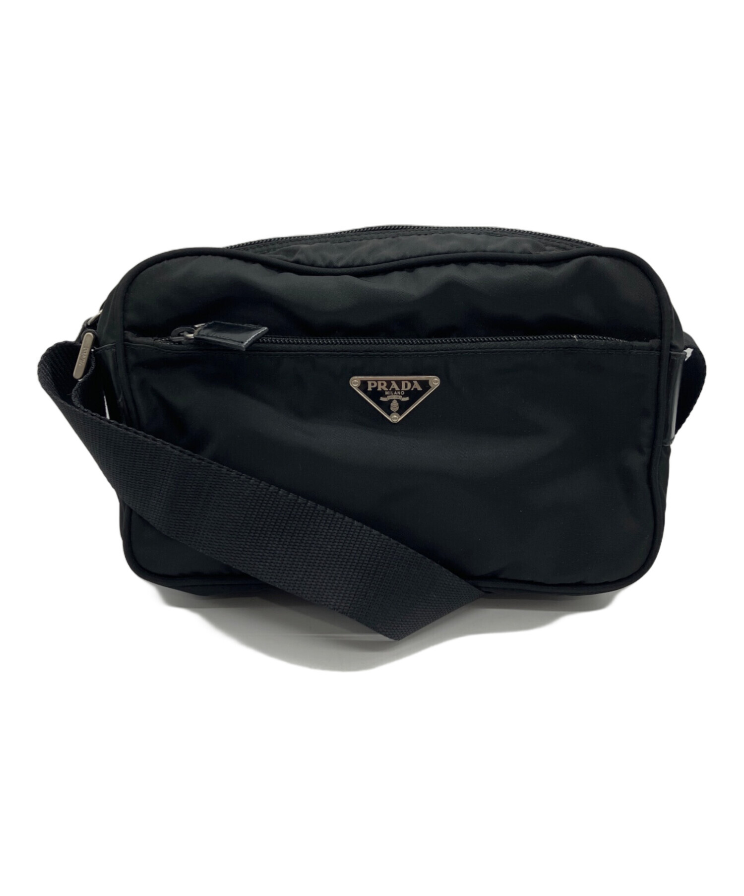 【美品】PRADA プラダ　カメラバッグ　ナイロン　ブラック　黒　レディース 中古・古着通販】PRADA (プラダ) ナイロンカメラバッグ ブラック