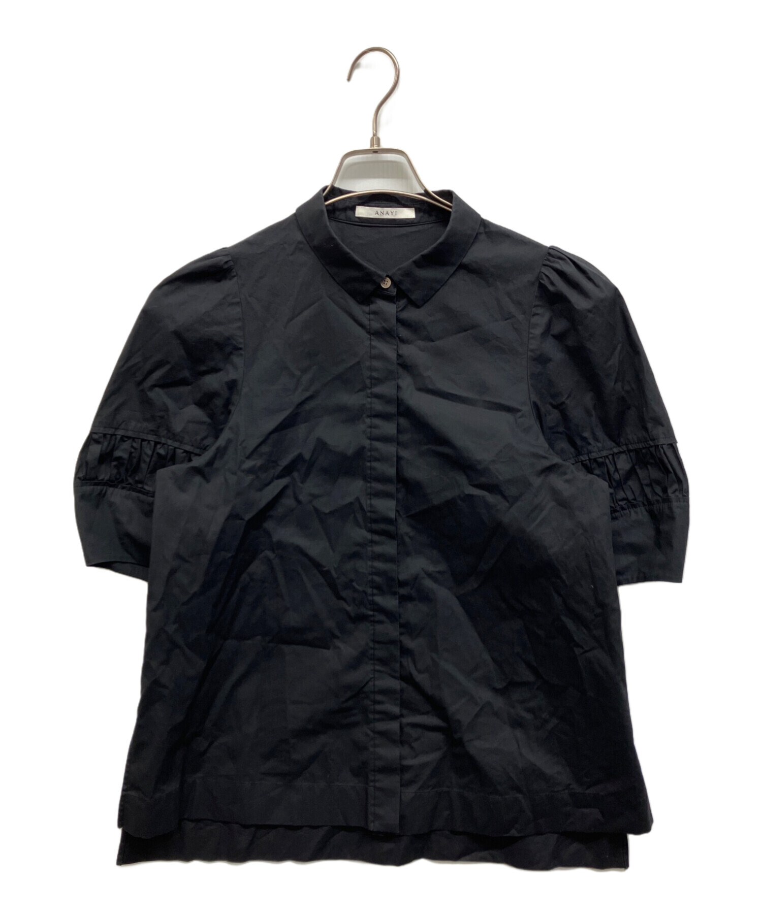 美品　ANAYI アナイ 半袖 ストレッチブロードシャツ ブラック 38 M 中古・古着通販】ANAYI (アナイ) ストレッチブロードS/Sシャツ