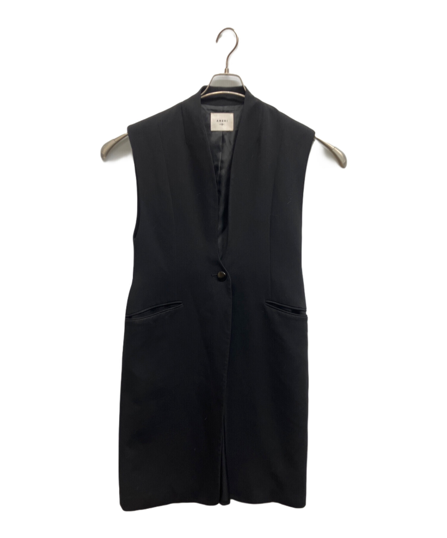 中古・古着通販】AMERI (アメリ) WAVE COLLAR ANGULAR VEST ブラック