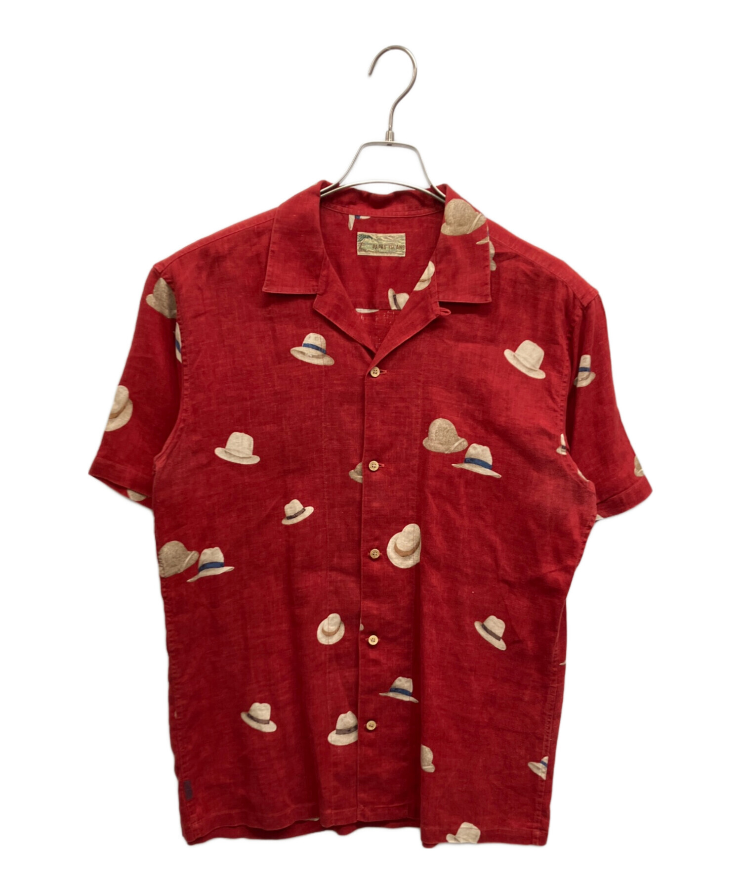 中古・古着通販】PAPAS (パパス) ハットプリントリネンシャツ レッド