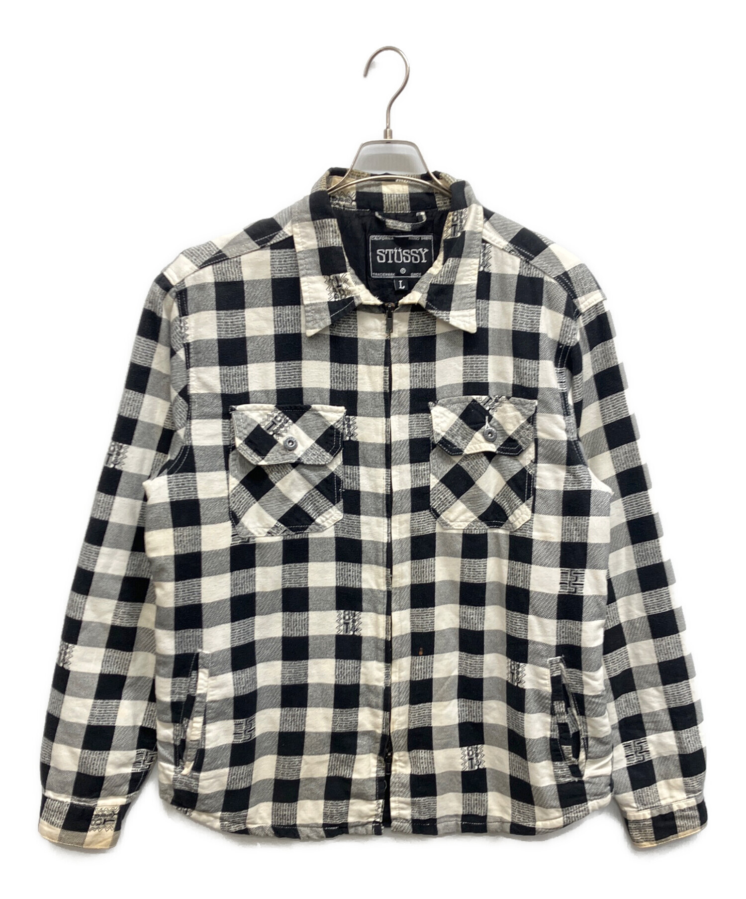 中古・古着通販】stussy (ステューシー) チェックジップアップシャツ