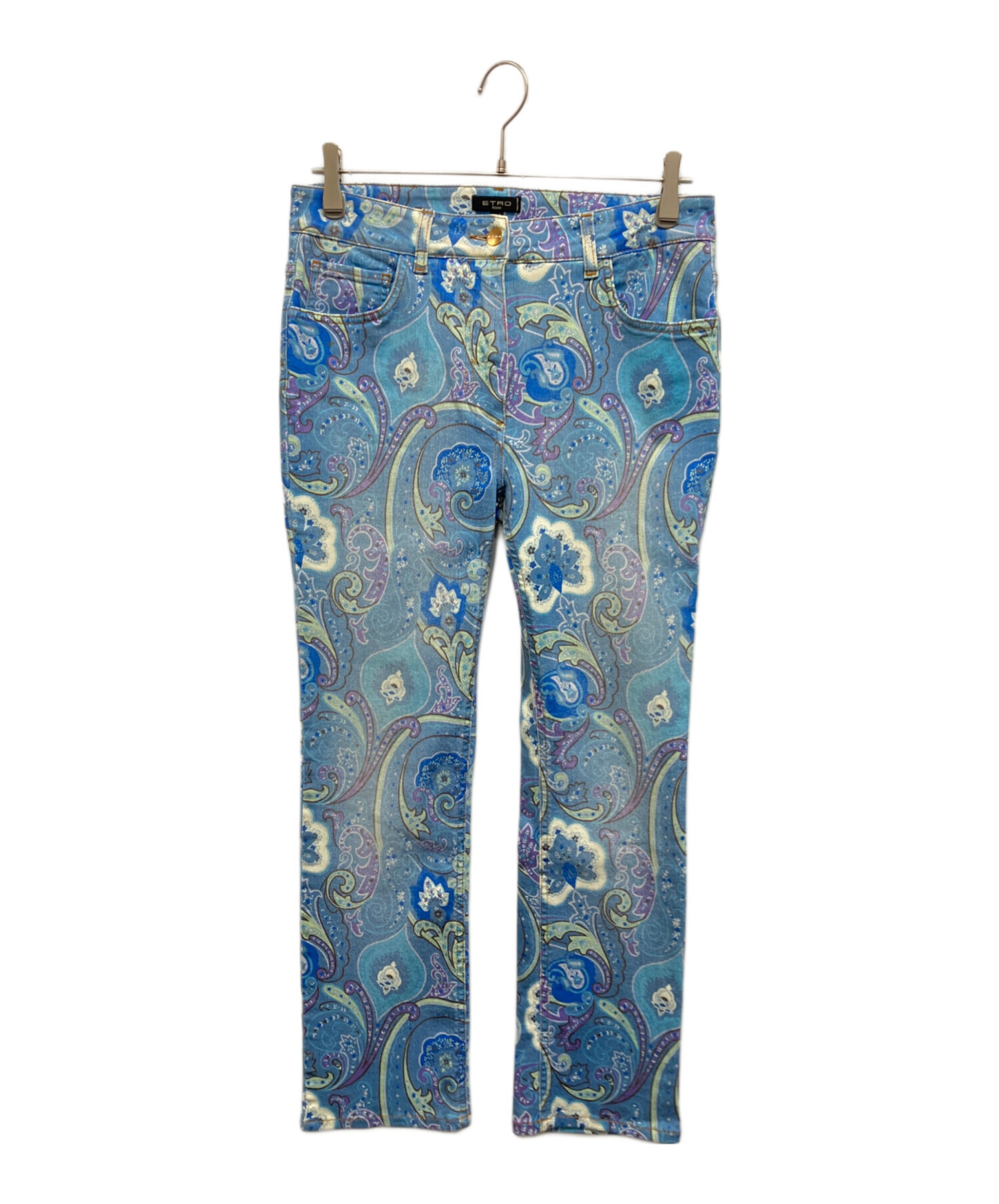 ETRO エトロ ペイズリー ジャガード織 デニムパンツ ペガサス 34 洗える 中古・古着通販】ETRO (エトロ) ペイズリー柄デニムパンツ スカイ