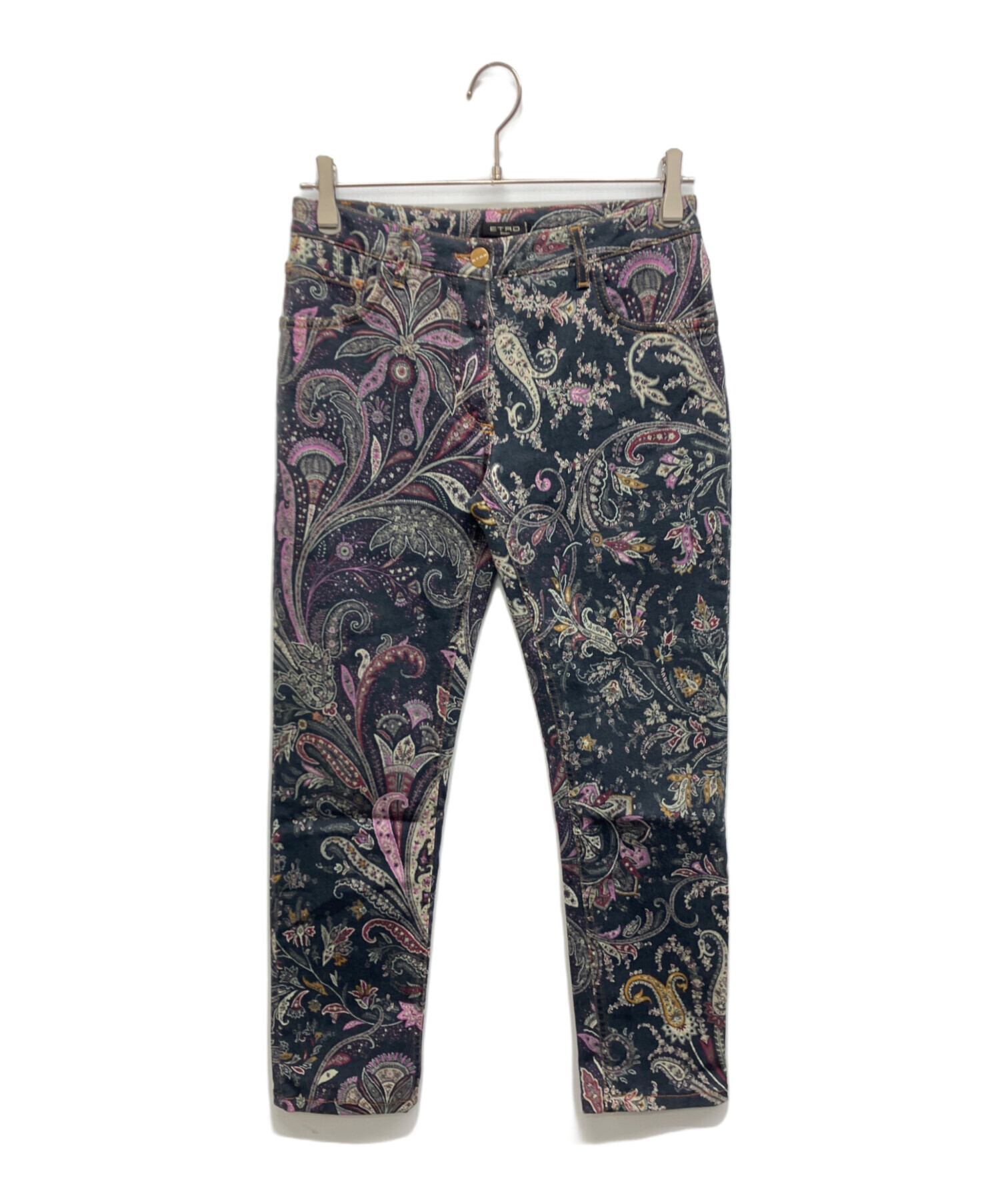 中古・古着通販】ETRO (エトロ) ペイズリー柄デニムパンツ ブラック