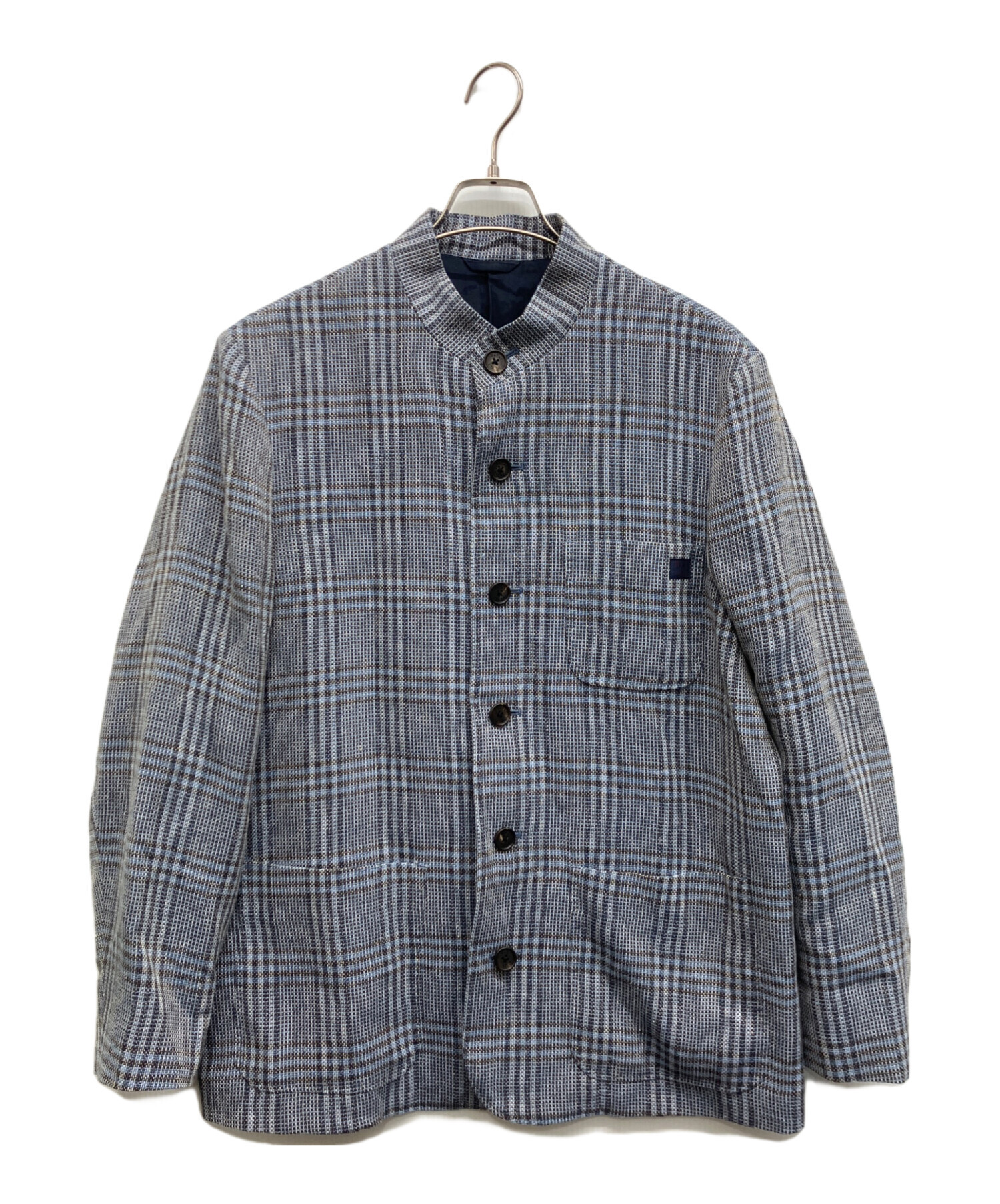 papas インディゴ コットンリネン ジャケット パパス L 中古・古着通販】PAPAS (パパス) リネン×ウールスタンドカラー