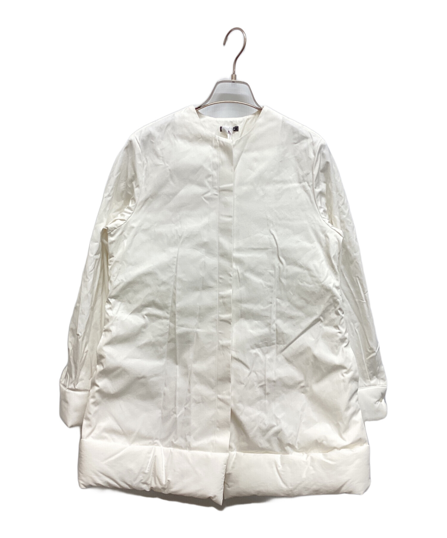 LUDLOW ラドロー ブラウス ホワイト 中古・古着通販】LUDLOW (ラドロー) ノーカラー中綿ブラウス ホワイト