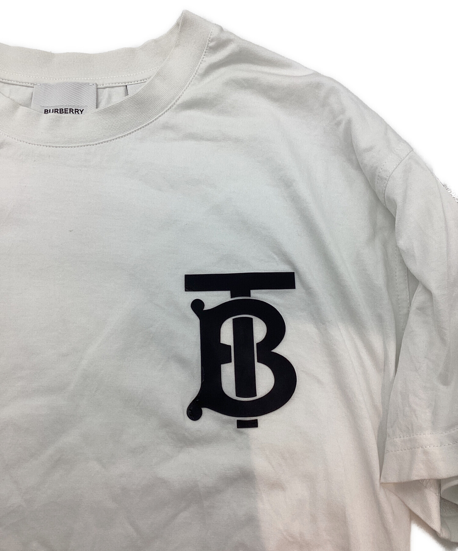 BURBERRY プリント Tシャツ XXS ホワイト 中古・古着通販】BURBERRY (バーバリー) TBロゴプリント クルーネック
