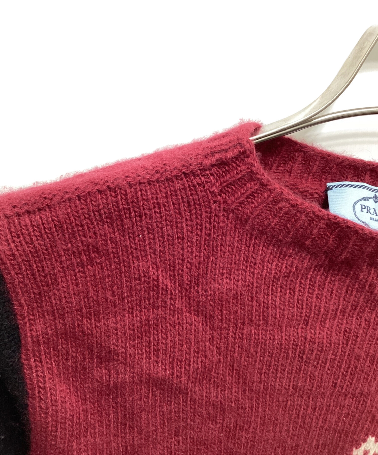 中古・古着通販】PRADA (プラダ) カシミヤ混デザインニット レッド
