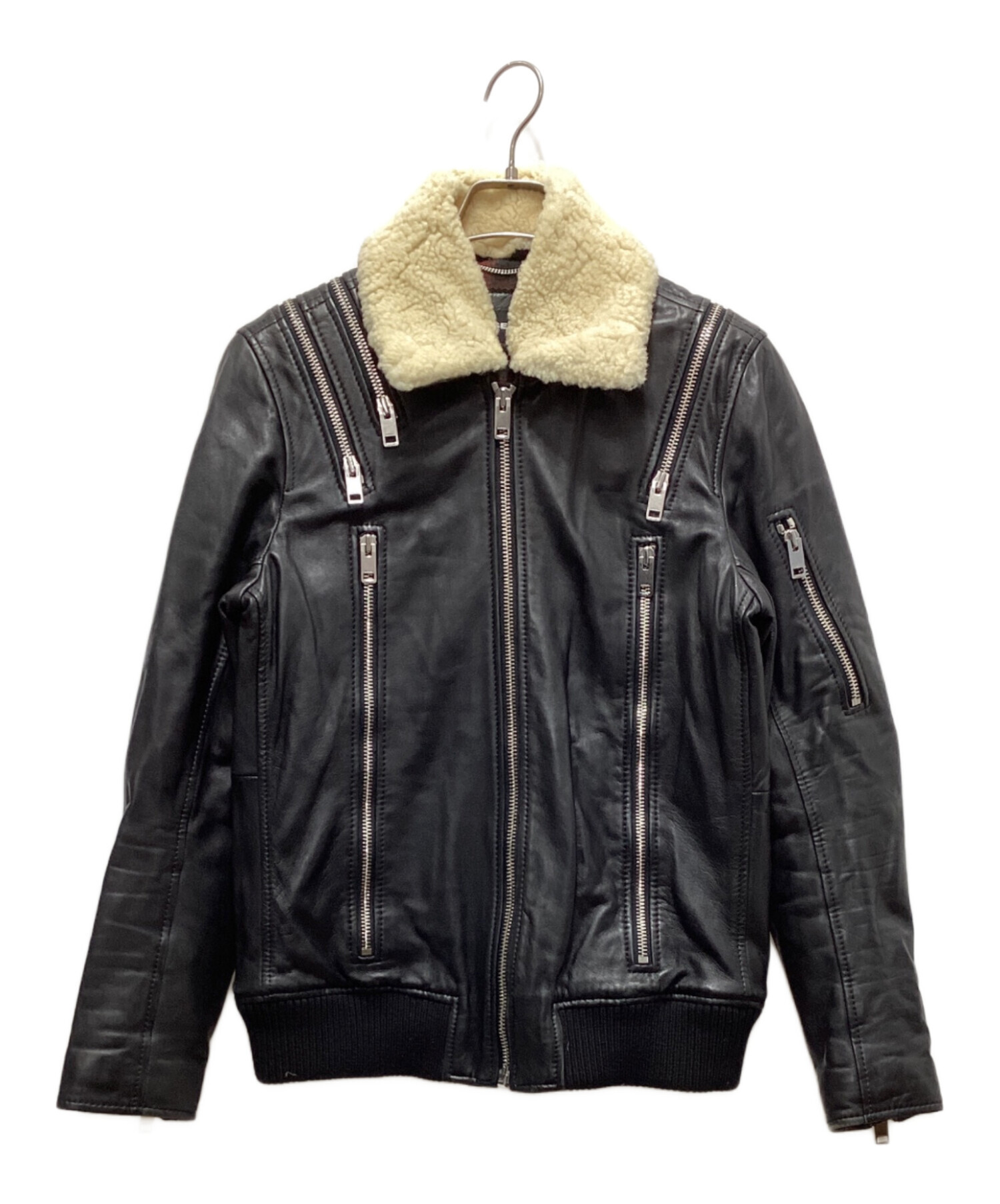 中古・古着通販】DIESEL (ディーゼル) ボア襟ライダースジャケット
