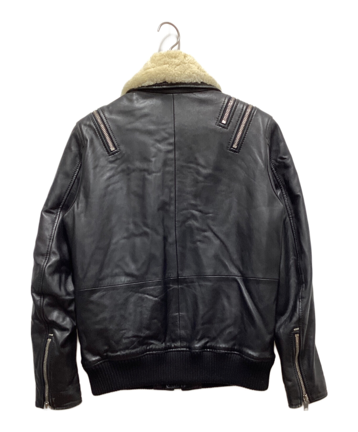 【中古】【Lサイズ】DIESEL ディーゼル レザージャケット ライダース 中古・古着通販】DIESEL (ディーゼル) ボア襟ライダースジャケット