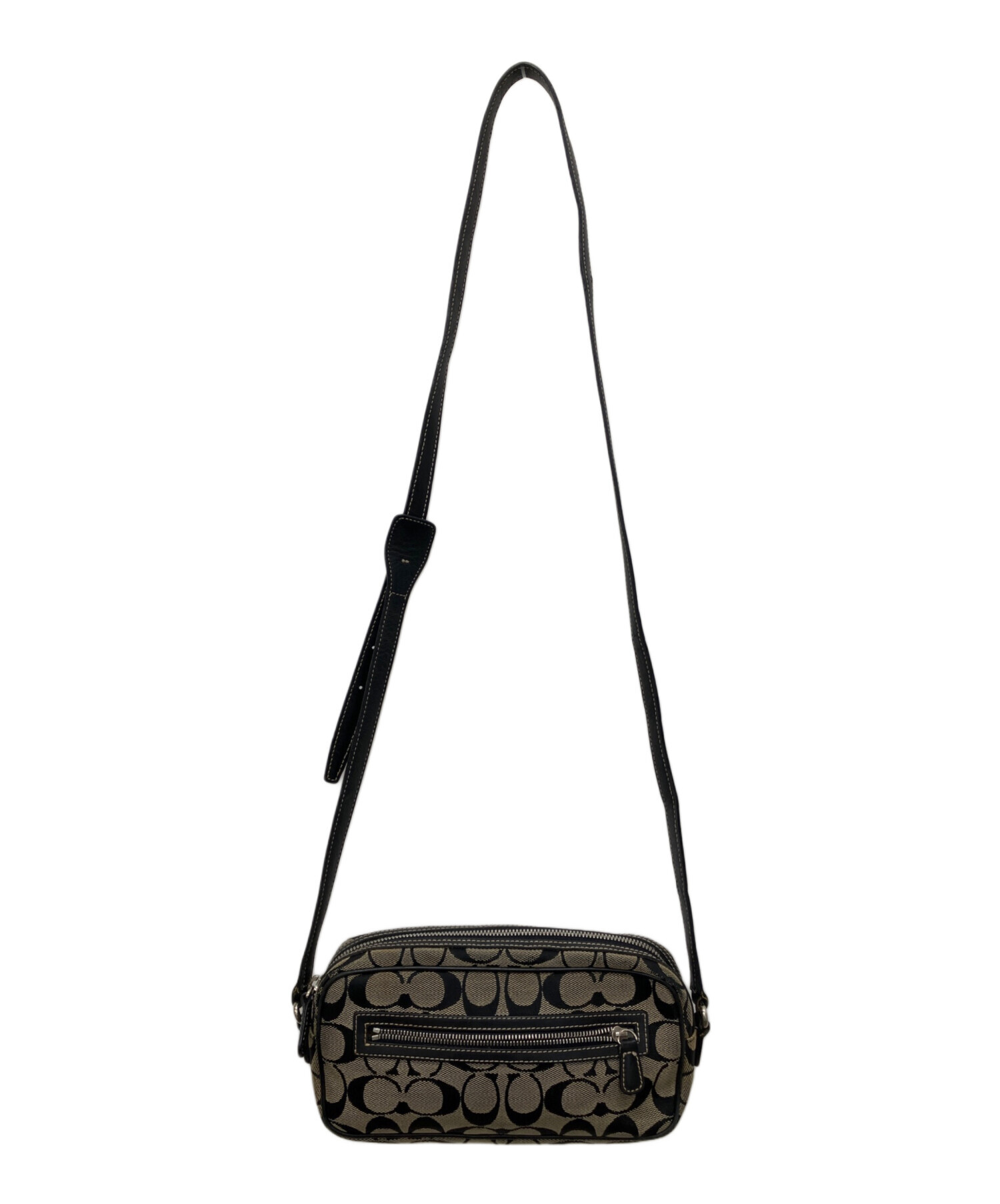 未使用 COACH CQ185 ショルダーバッグ ブラック シグネチャー 黒 中古・古着通販】COACH (コーチ) シグネチャーショルダーバッグ