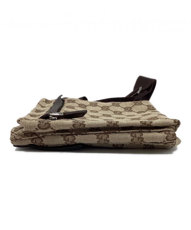 GUCCI GGパターン ボディバッグ ブラウン 中古・古着通販】GUCCI (グッチ) GGキャンバスボディーバッグ ブラウン
