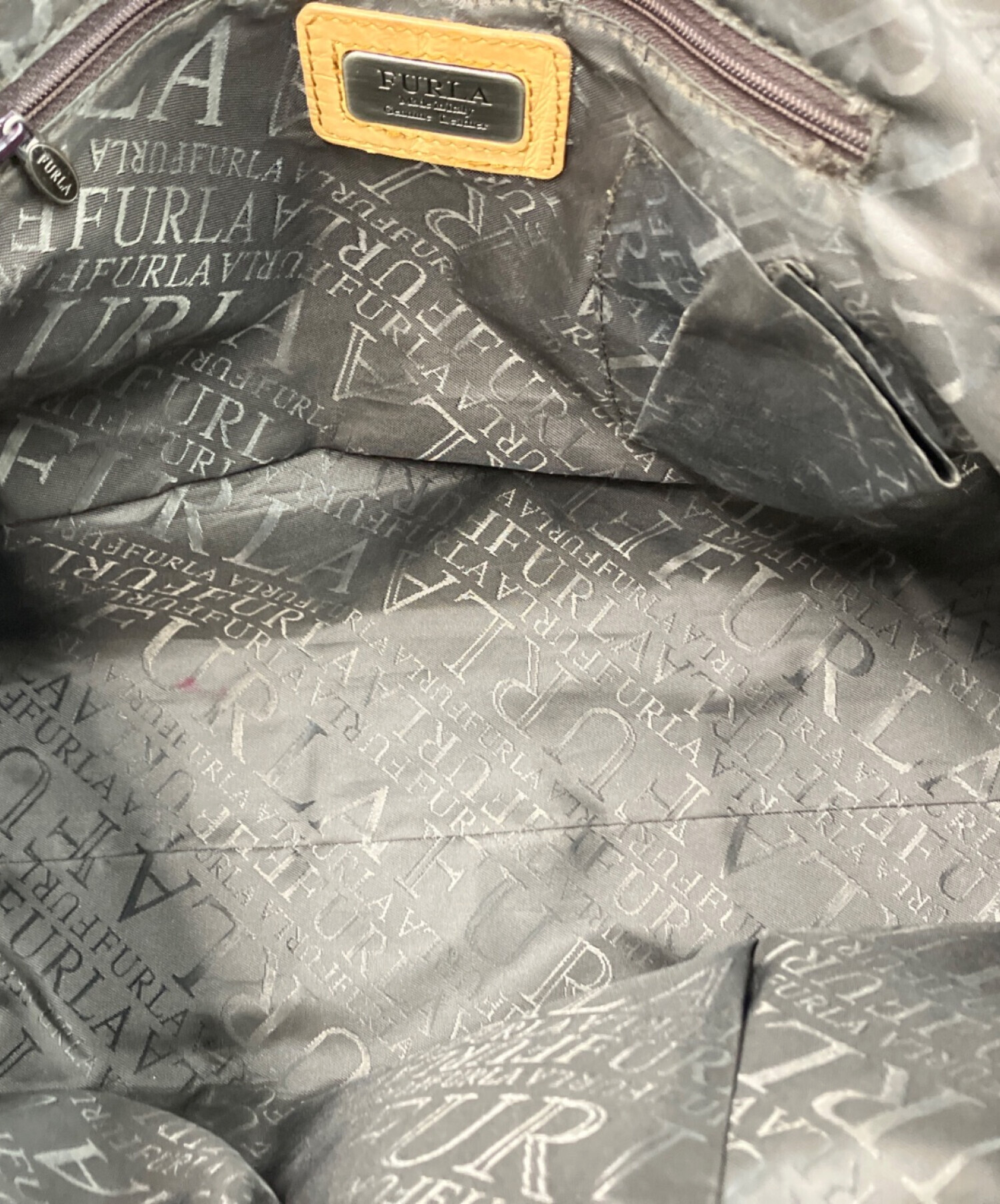 中古・古着通販】FURLA (フルラ) クロコ型押しトートバッグ ブラック