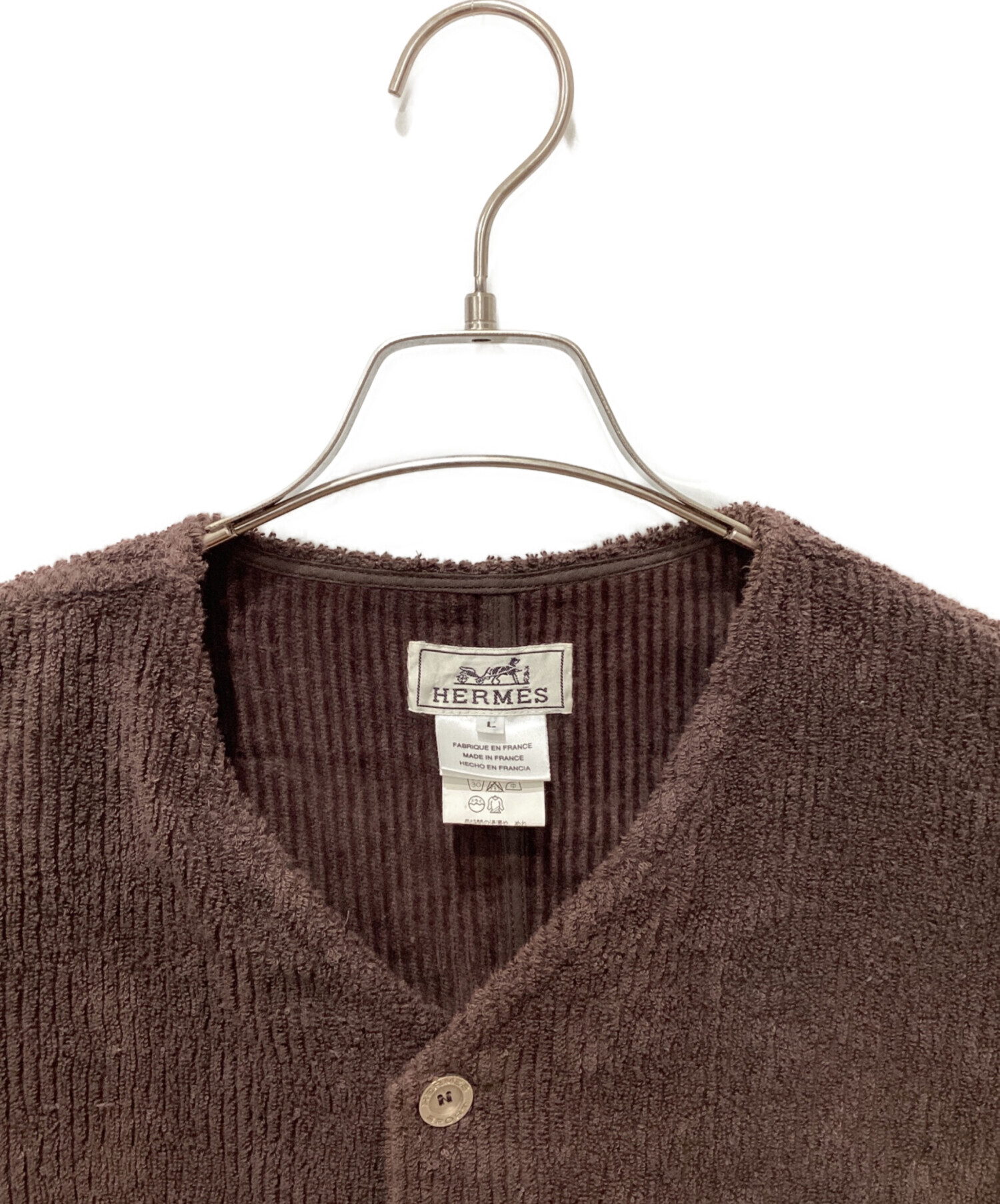 中古・古着通販】HERMES (エルメス) パイルS/Sシャツ ブラウン サイズ