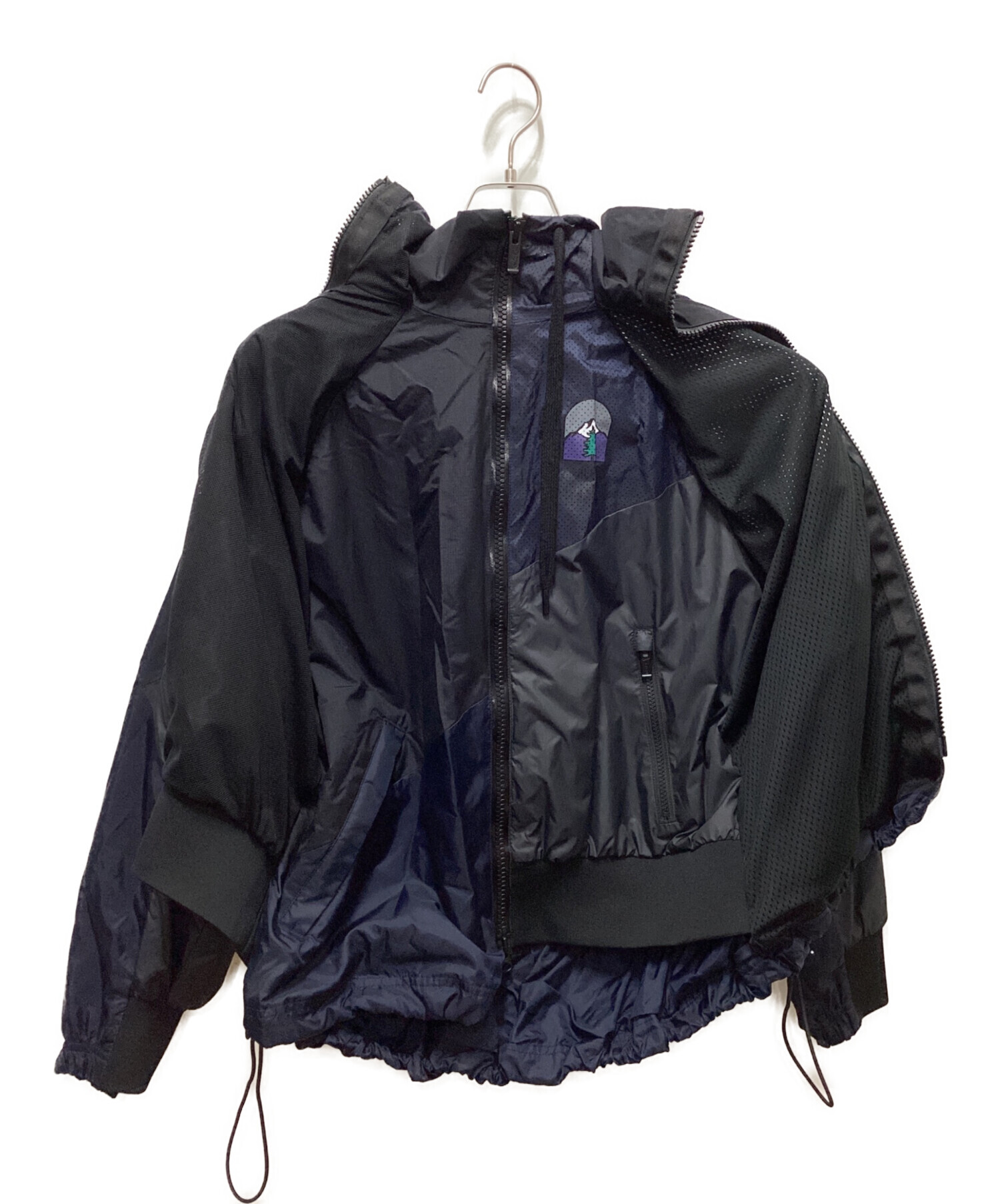 NIKE sacai ネイビー フード付き ナイロンジャケット 中古・古着通販】NIKE (ナイキ) sacai (サカイ) HOODED ANORAK