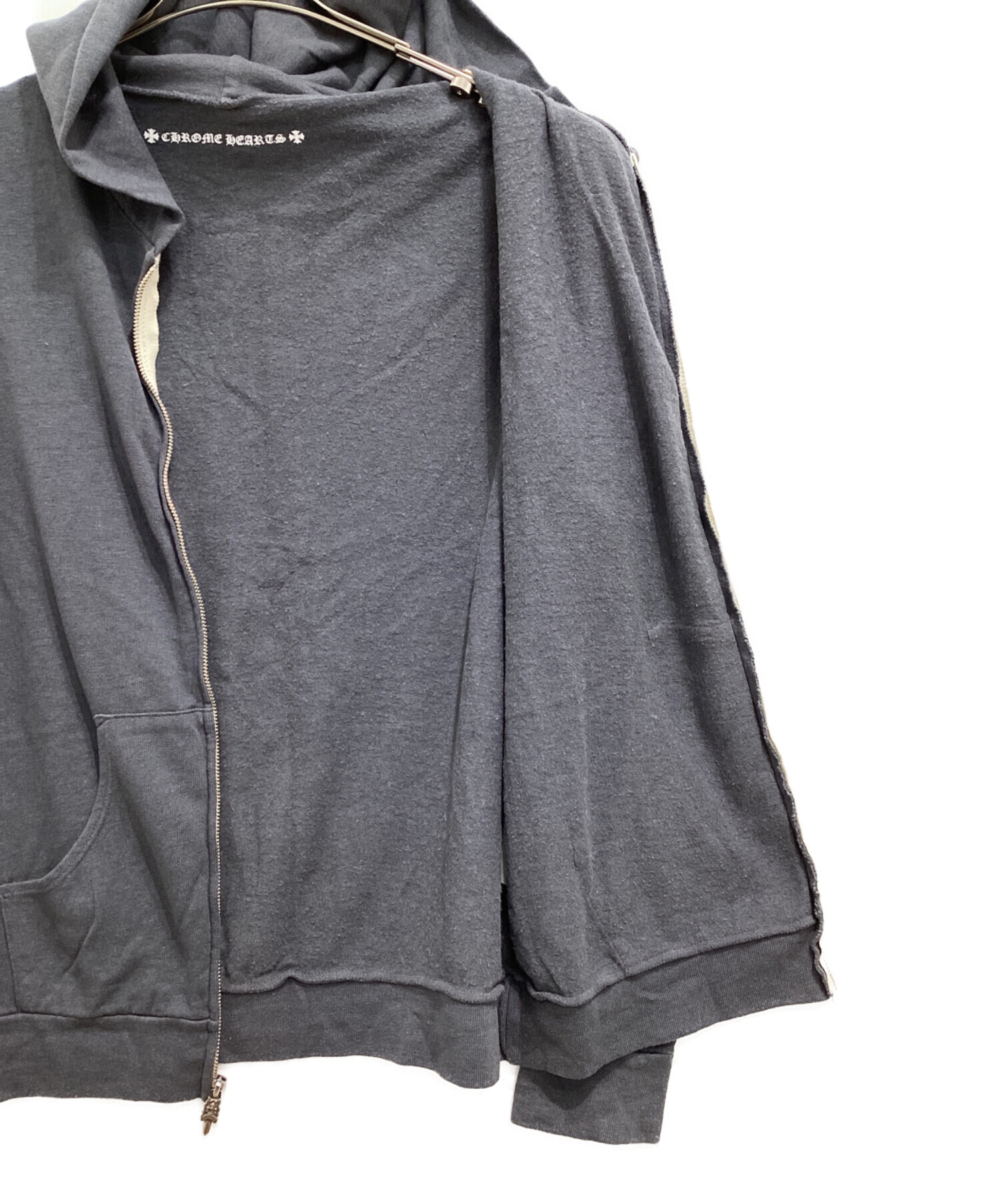 中古・古着通販】CHROME HEARTS (クロムハーツ) ジップパーカー グレー