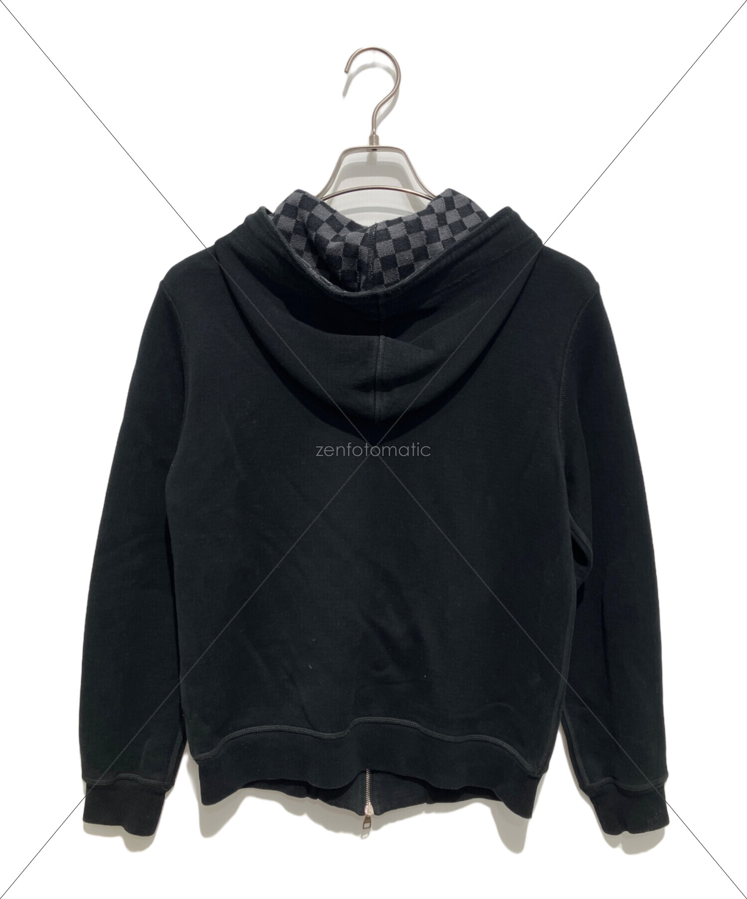 LOUIS VUITTON ルイヴィトン　ブラックパーカースウェットダミエXS 中古・古着通販】LOUIS VUITTON (ルイ ヴィトン) ダミエジップパーカー