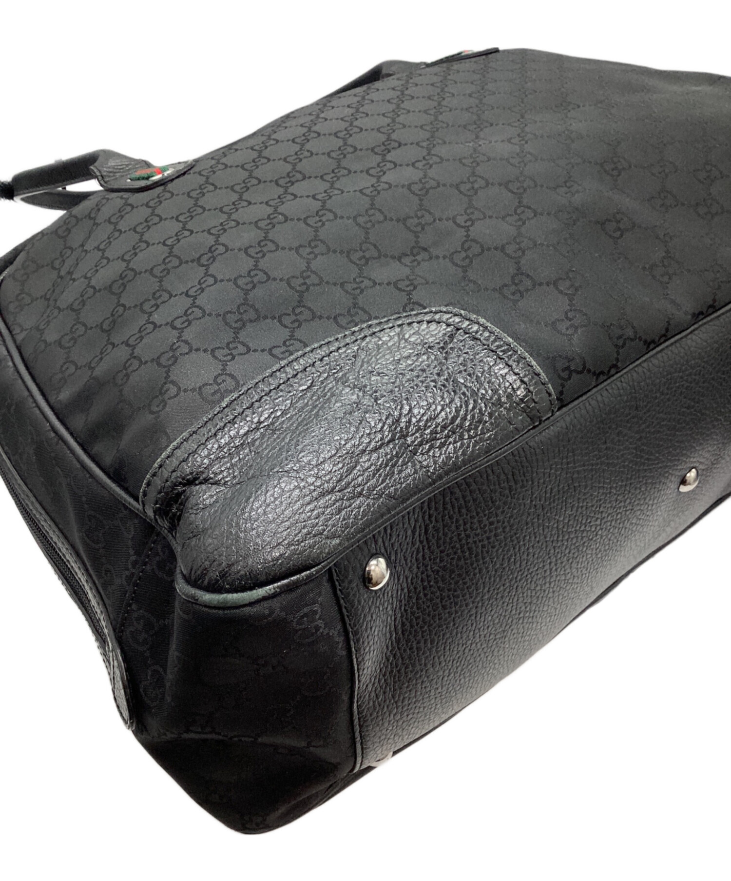 中古・古着通販】GUCCI (グッチ) GGナイロンボストンバッグ ブラック