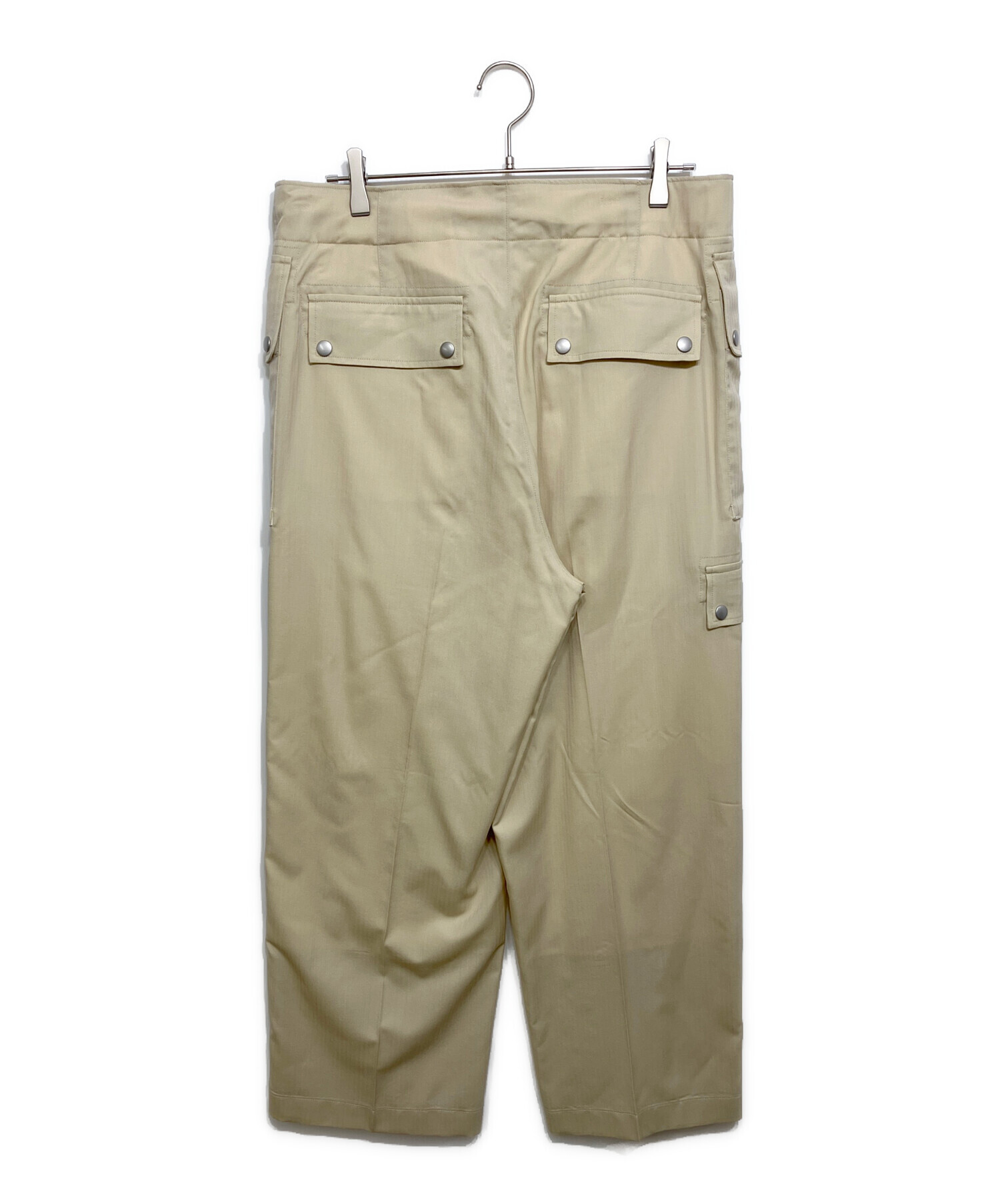 AURALEE カーゴパンツ ベージュ サイズ3 中古・古着通販】AURALEE (オーラリー) WOOL HERRINGBONE CARGO PANTS