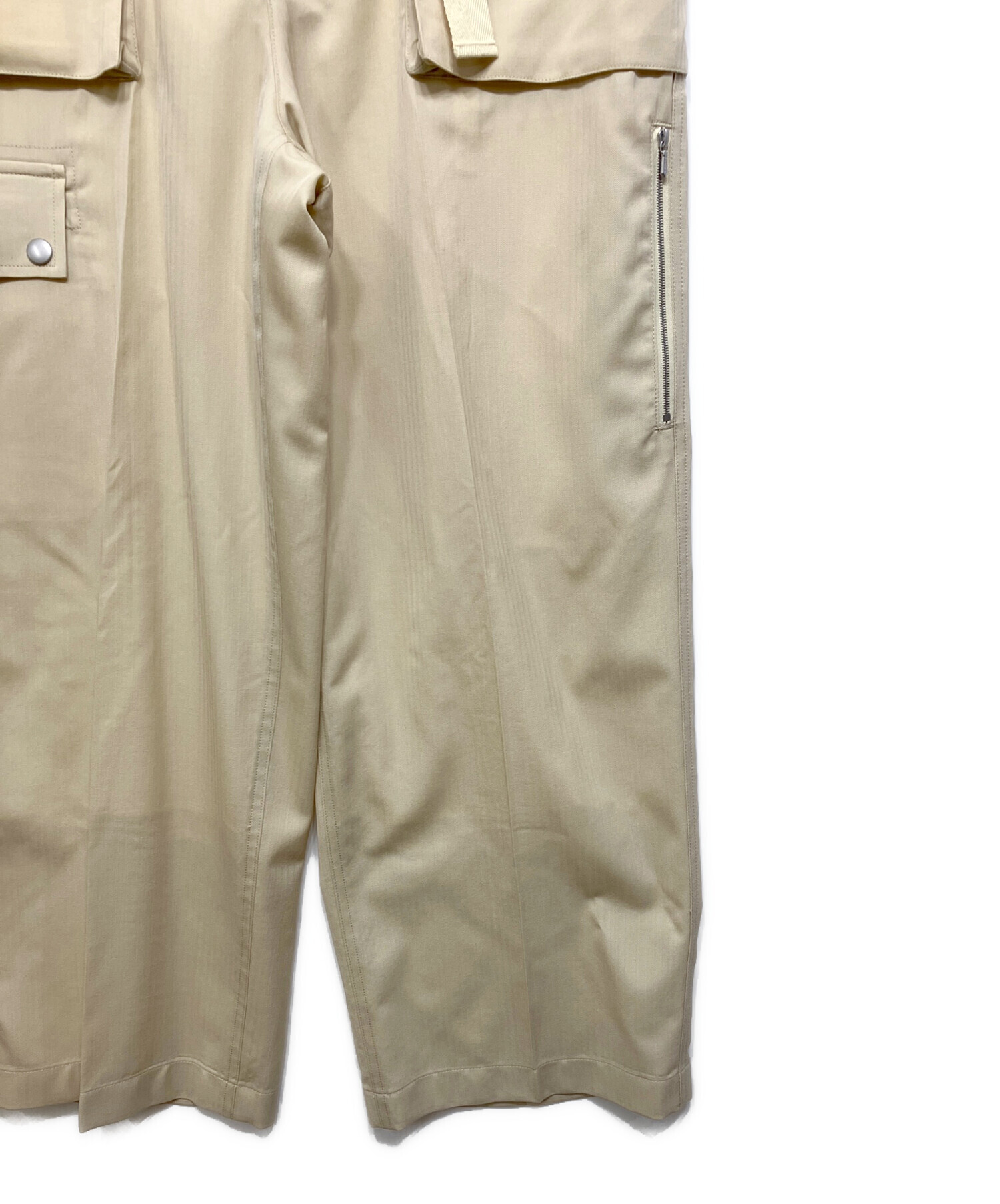 AURALEE カーゴパンツ ベージュ サイズ3 中古・古着通販】AURALEE (オーラリー) WOOL HERRINGBONE CARGO PANTS