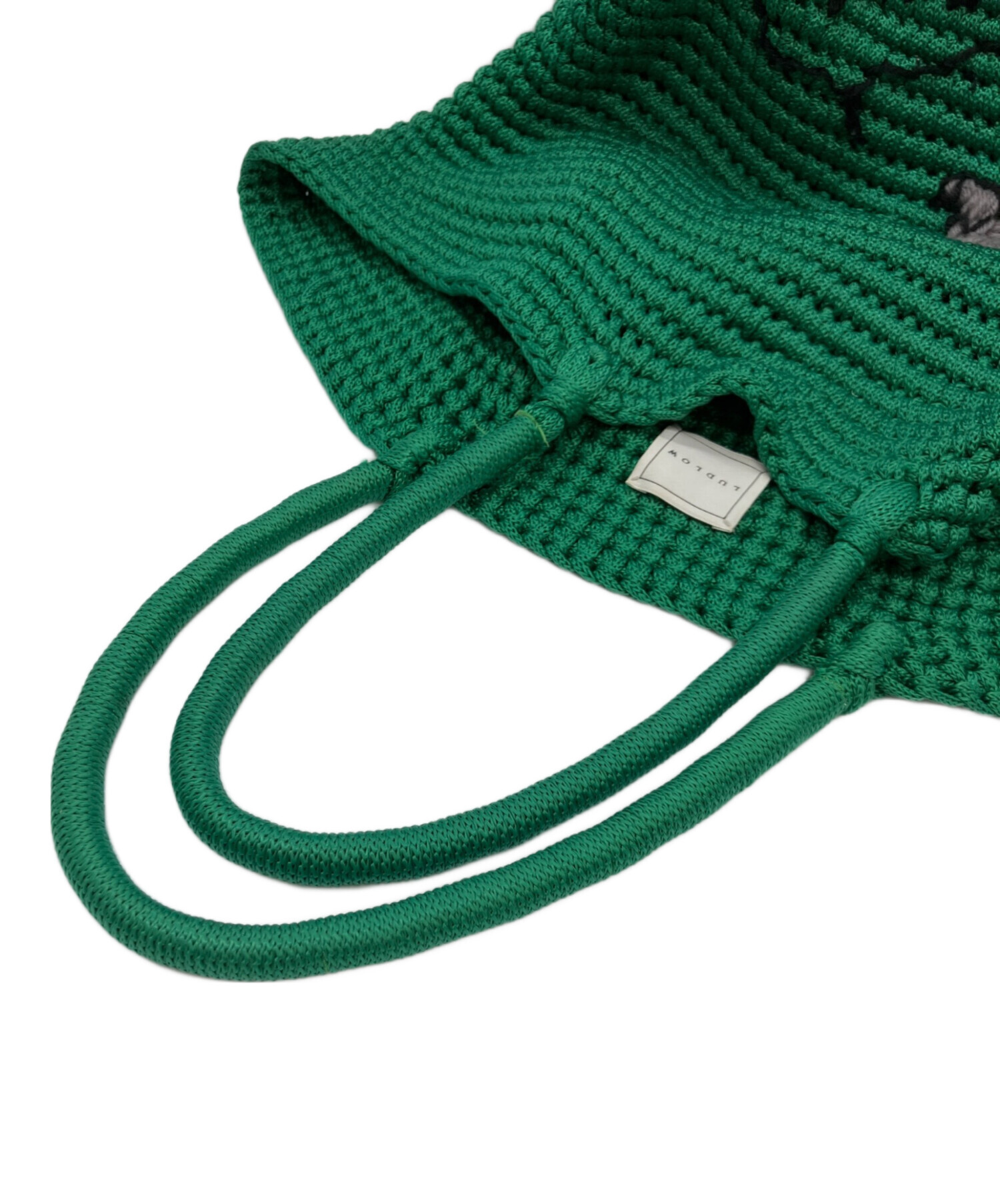 LUDLOW プードル刺繍 トートバッグ グリーン 中古・古着通販】LUDLOW (ラドロー) プードル刺繍ハンドバッグ