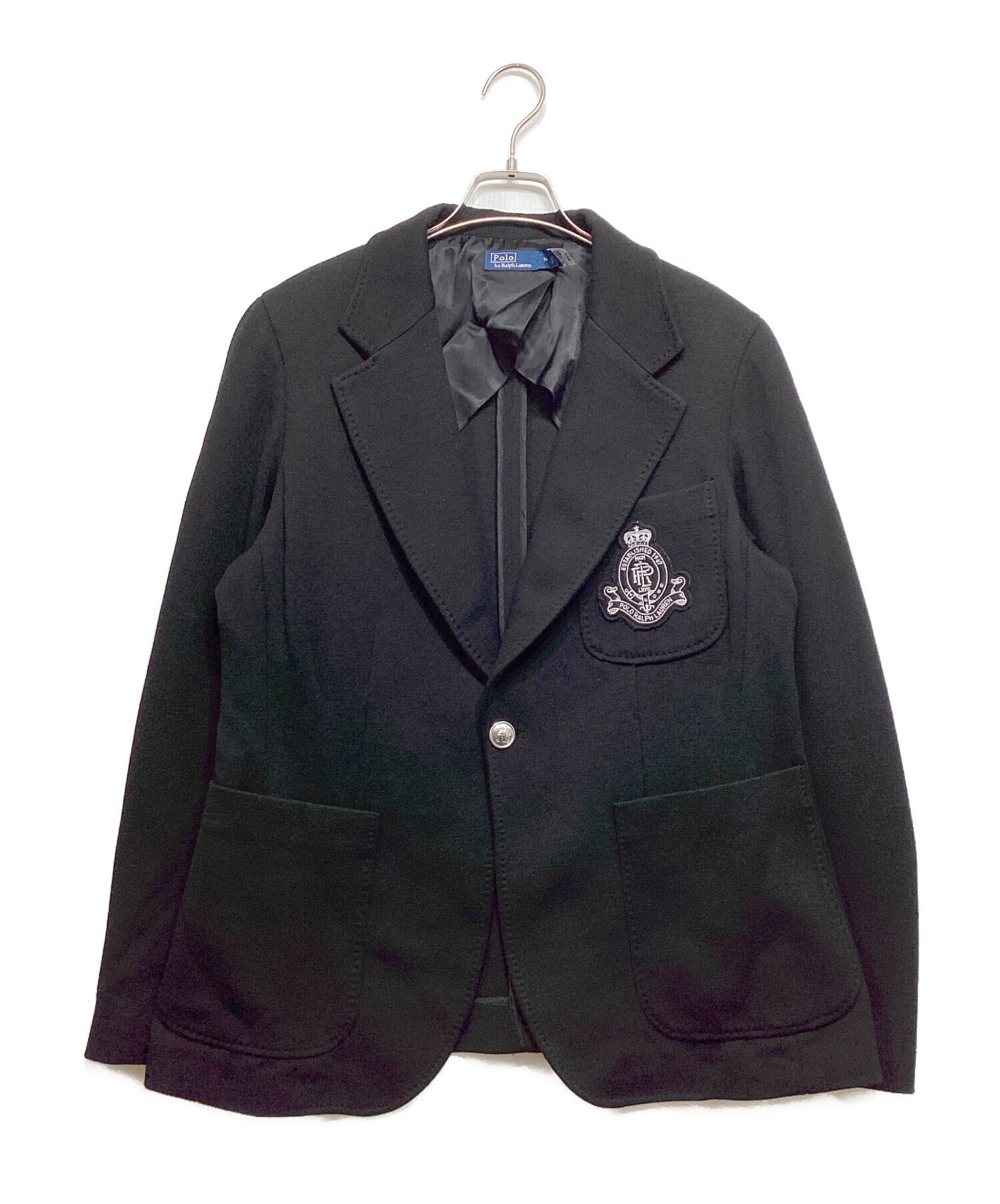 【美品】ローレン ラルフローレン ジャケット ブラック M ブレザー エンブレム 中古・古着通販】POLO RALPH LAUREN (ポロ・ラルフローレン