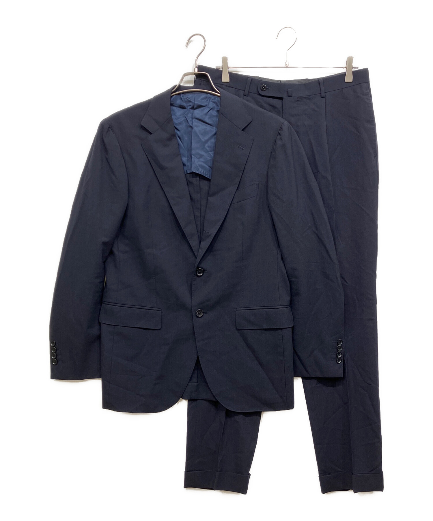 【さき】ビームスエフ BEAMS F スーツ セットアップ ネイビー M 中古・古着通販】BEAMS F (ビームスエフ) セットアップスーツ ネイビー