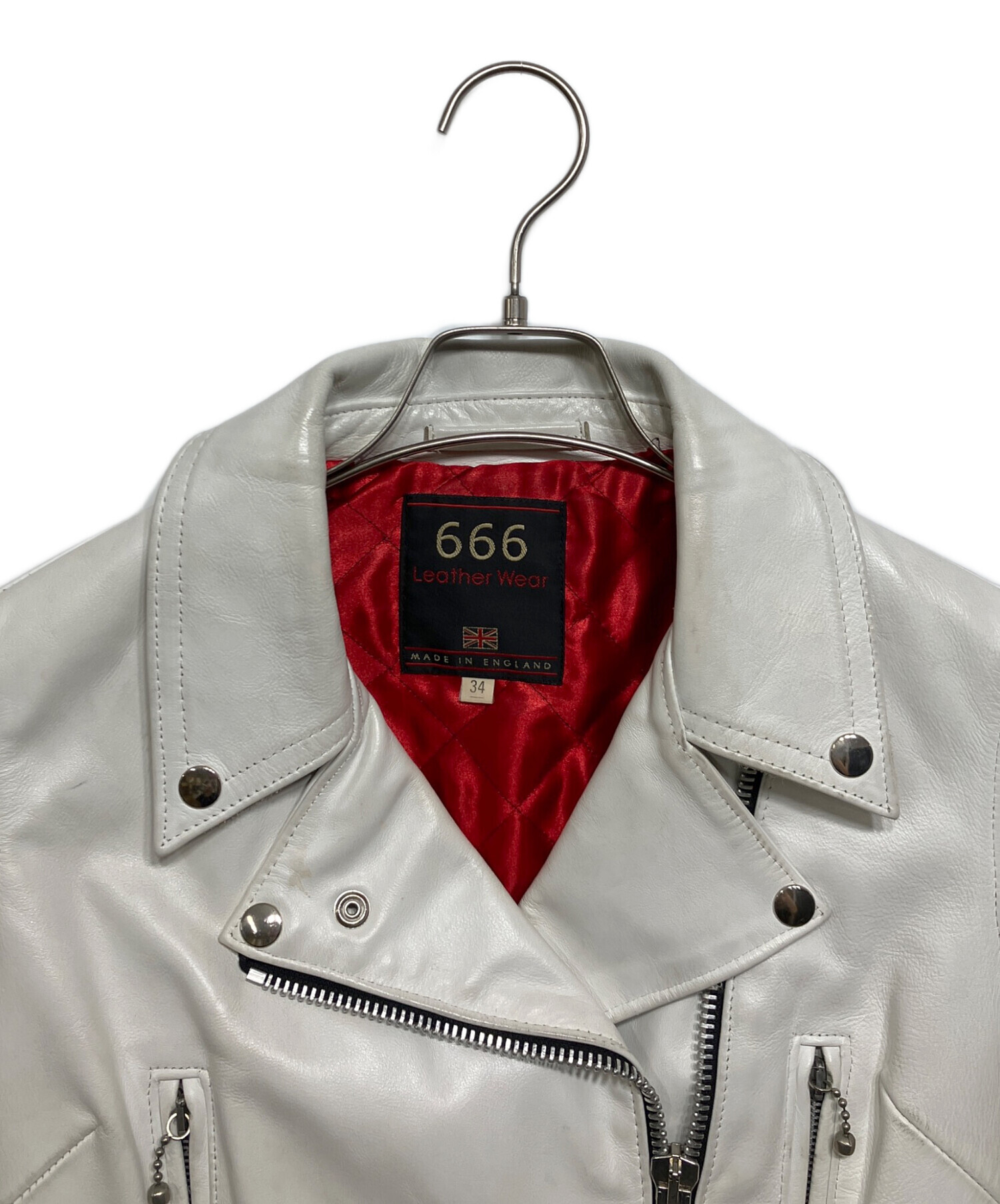 中古・古着通販】666 (666) ダブルライダースジャケット ホワイト