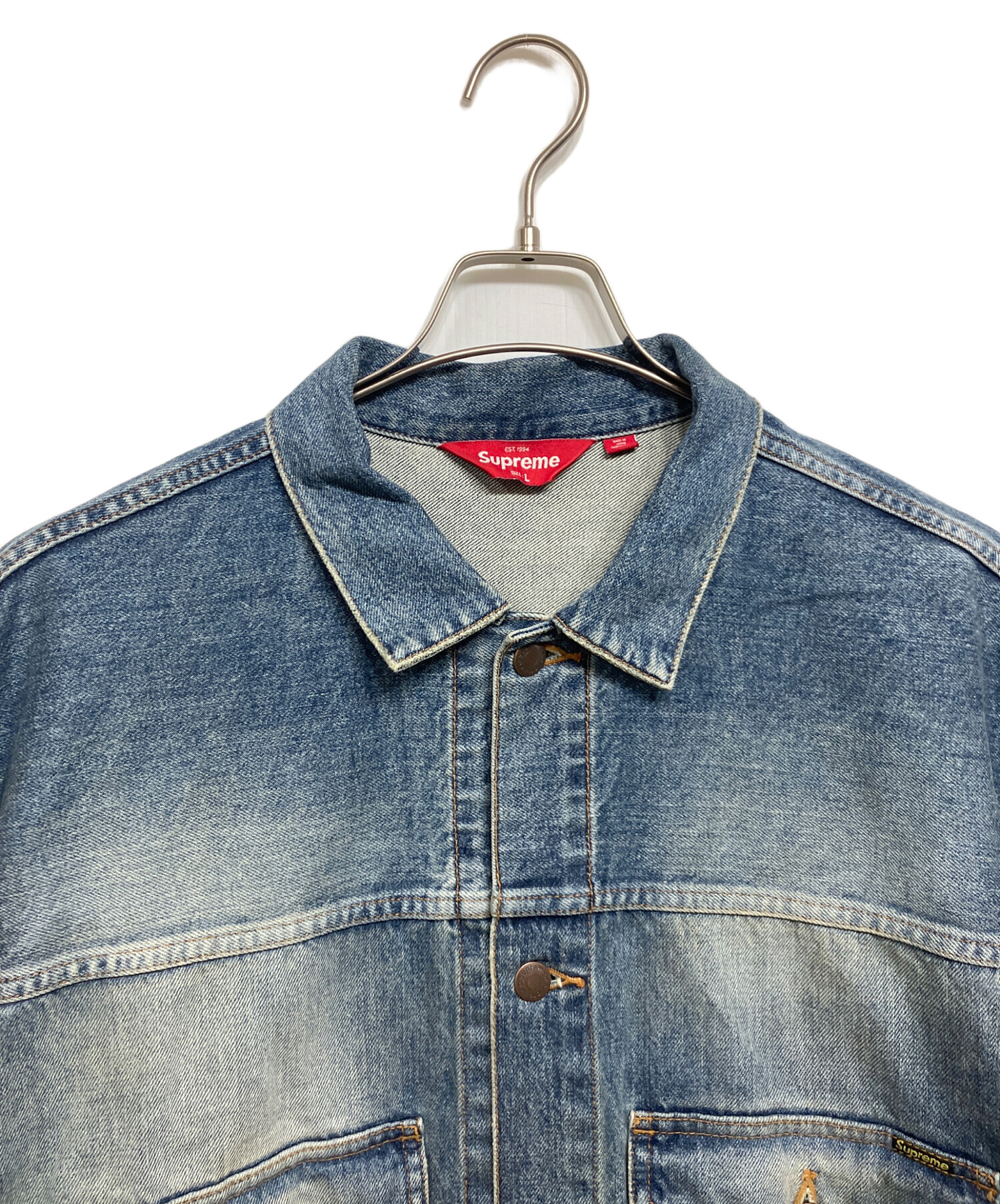 値*い様 supreme Selvedge Trucker Jacket L 中古・古着通販】SUPREME (シュプリーム) Distressed Selvedge Trucker