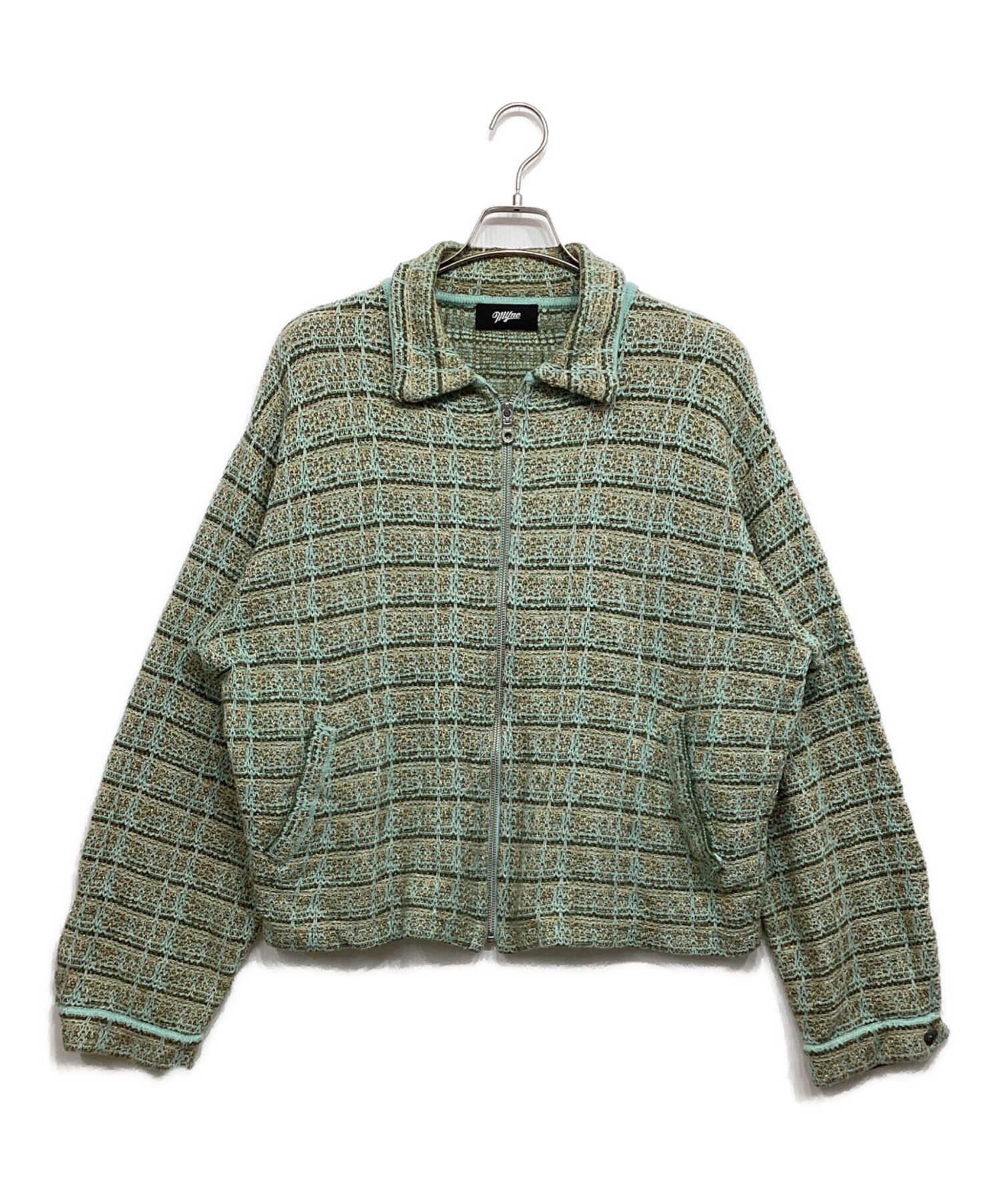 中古・古着通販】MYNE (マイン) ツイードニットジャケット グリーン