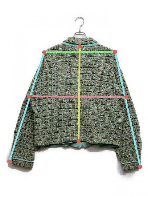 中古・古着通販】MYNE (マイン) ツイードニットジャケット グリーン