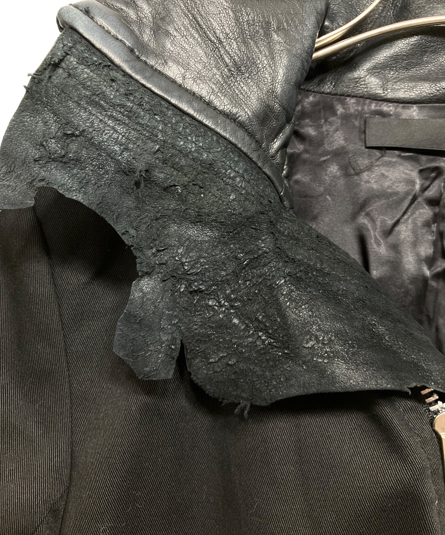 中古・古着通販】EKAM (エカム) レザー切替ハイネックジャケット