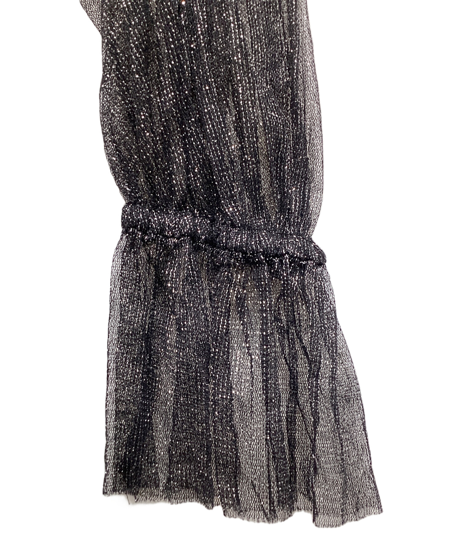中古・古着通販】Ameri (アメリ) GLITTER FRILL COLLAR DRESS ブラック