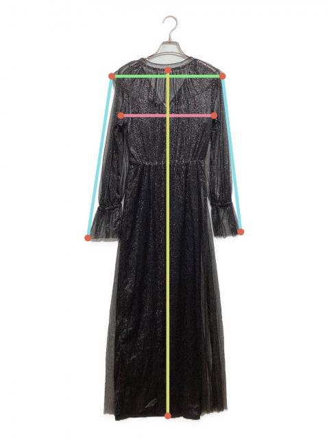 中古・古着通販】Ameri (アメリ) GLITTER FRILL COLLAR DRESS ブラック