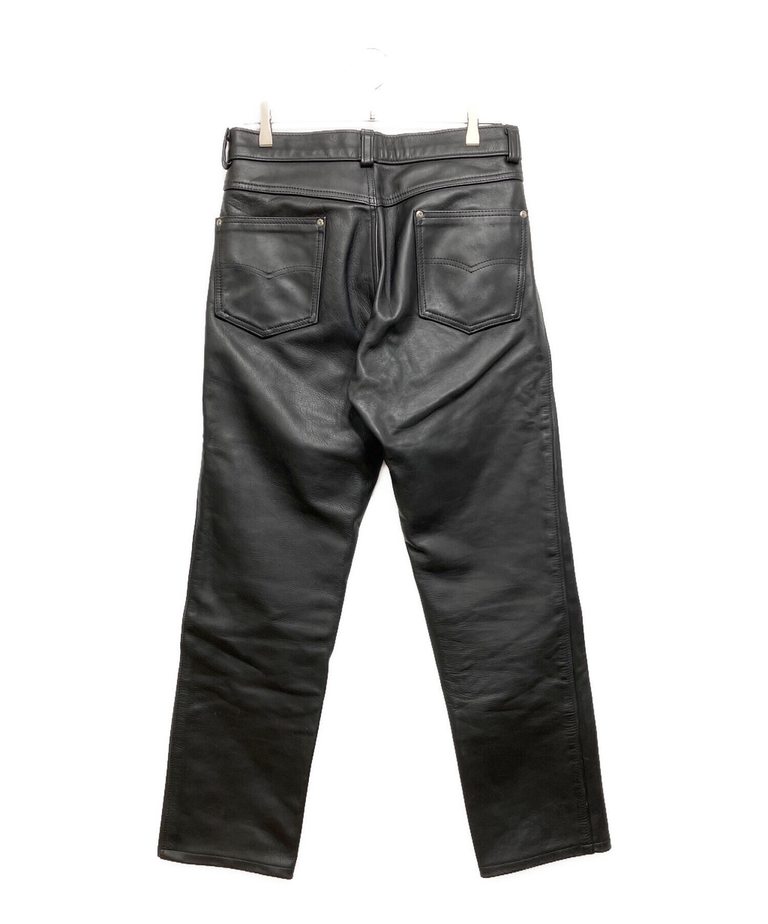 【未使用•タグ付✨】schott レザー 革パン 定価58000円 黒 26 中古・古着通販】Schott (ショット) ストレートレザーパンツ ブラック