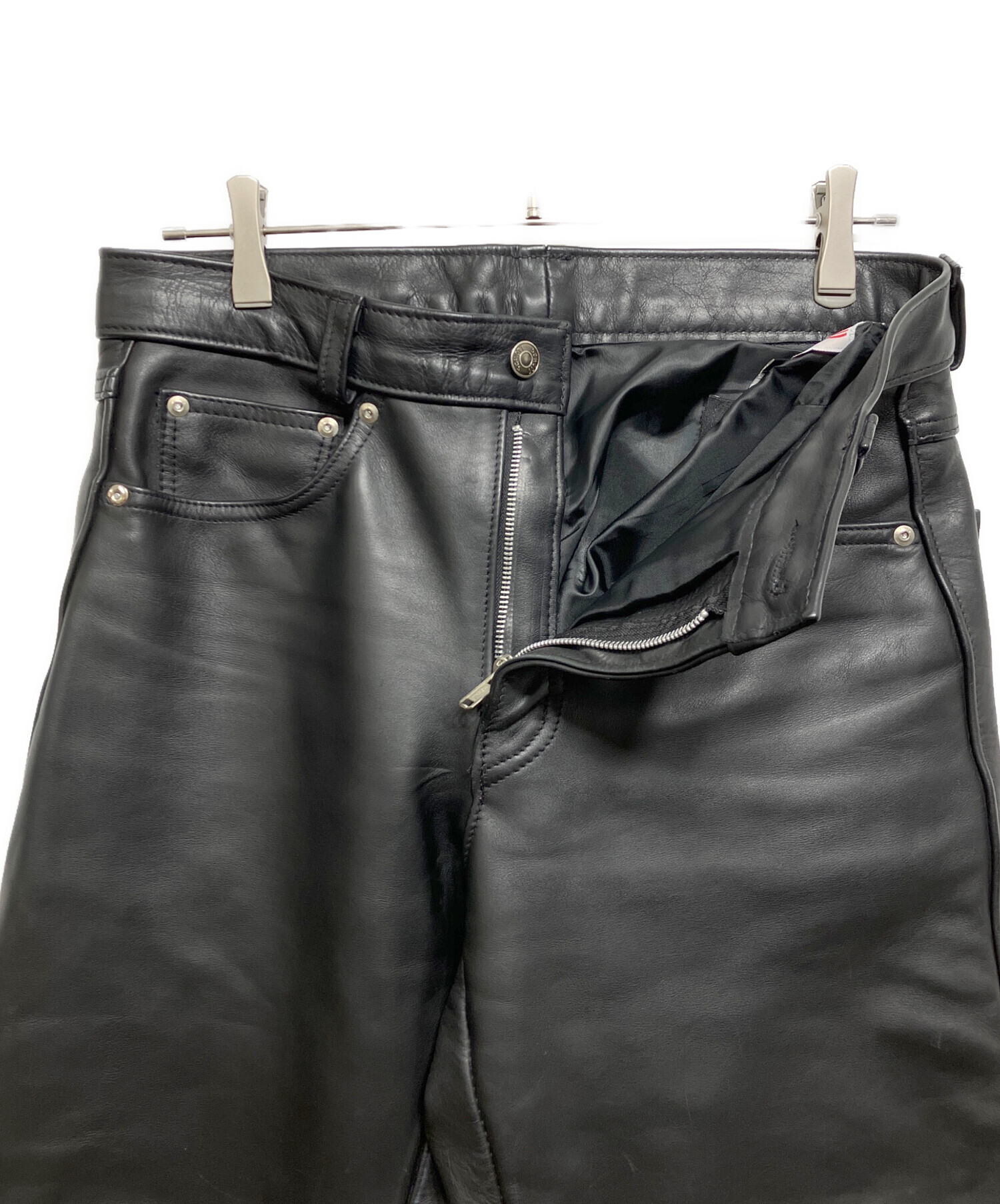 中古・古着通販】Schott (ショット) ストレートレザーパンツ ブラック