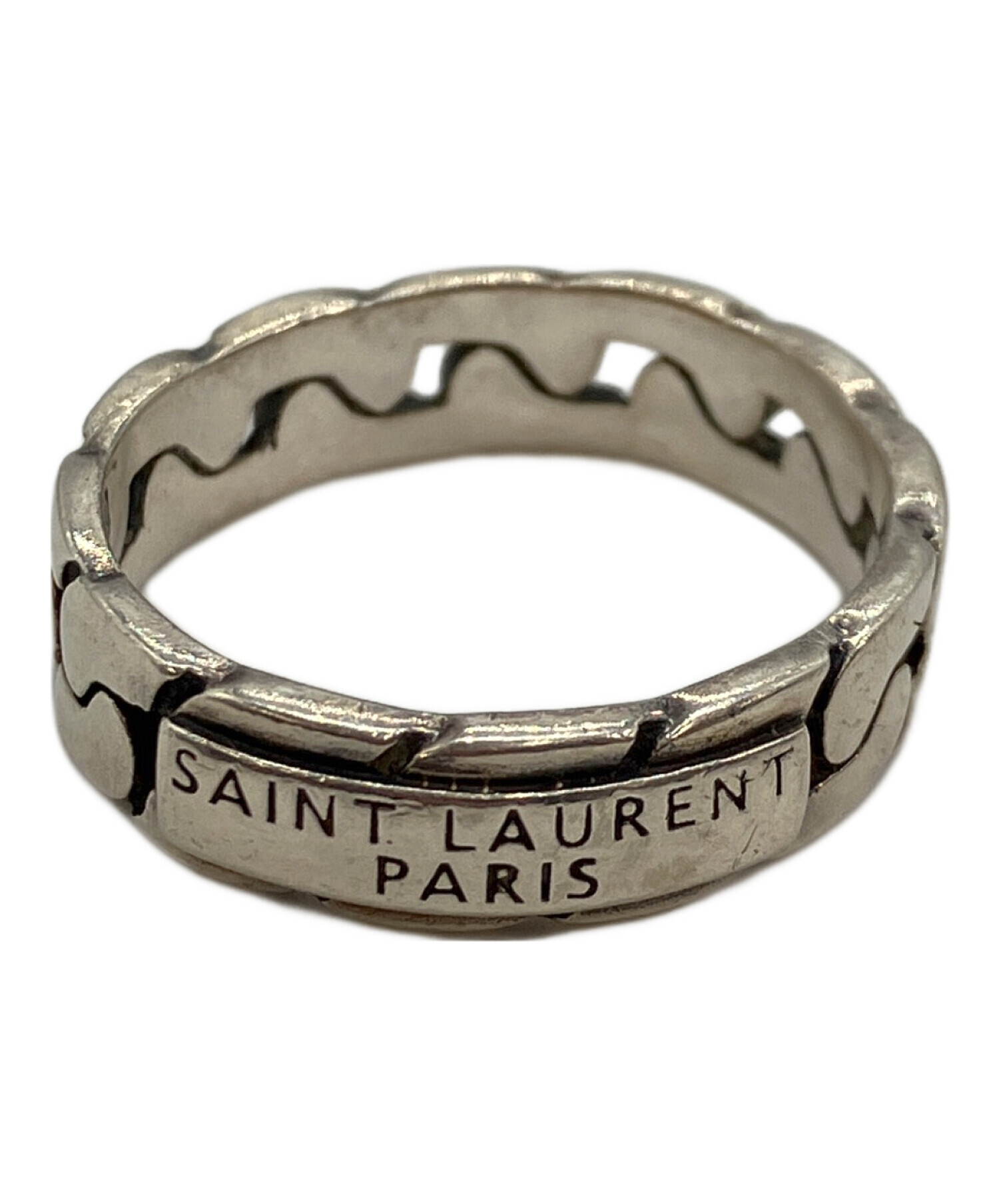 SAINT LAURENT ロゴプレート チェーンリング 19号 中古・古着通販】Saint Laurent Paris (サンローランパリ) チェーン