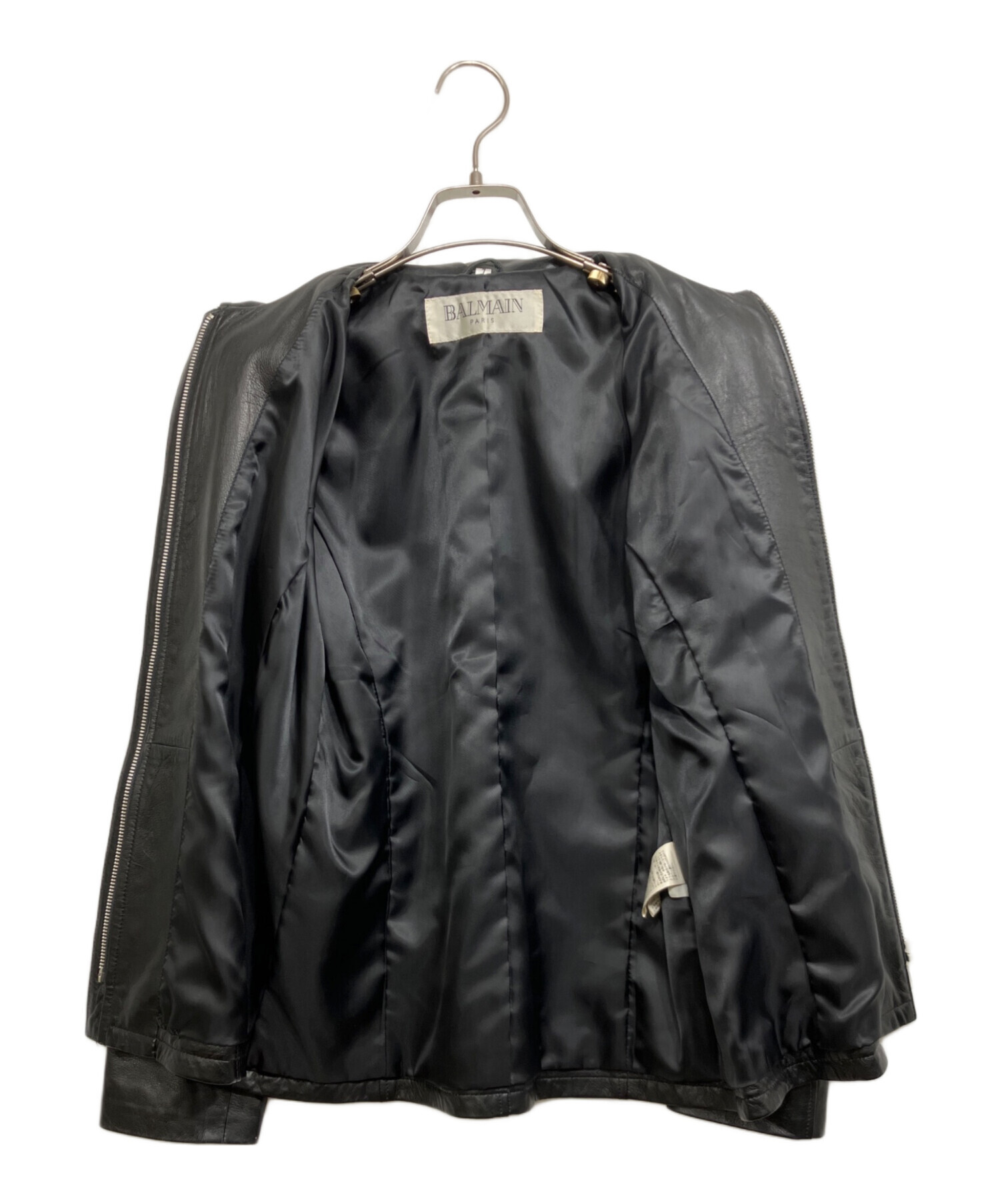 中古・古着通販】BALMAIN (バルマン) ラムレザージャケット ブラック