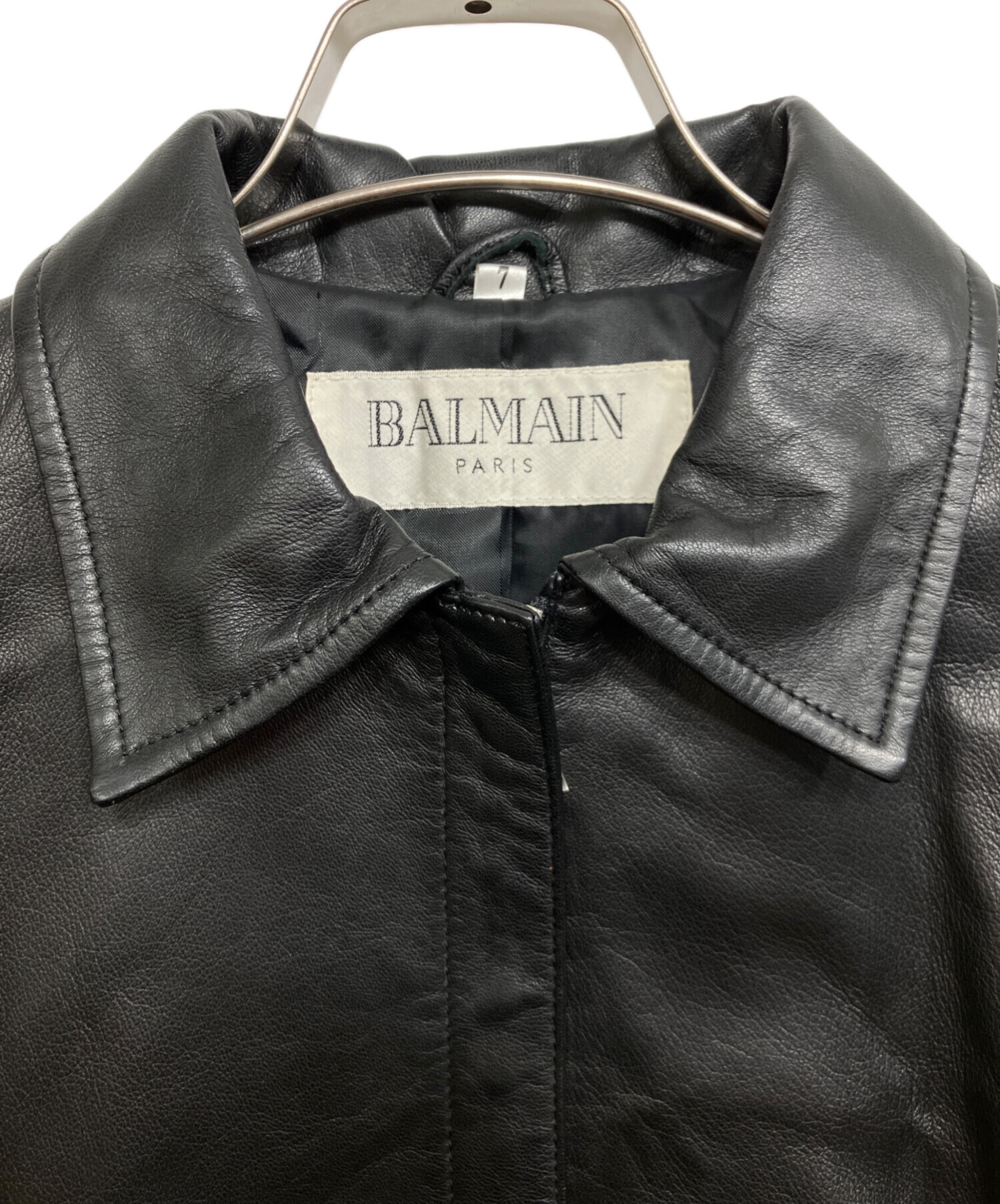 中古・古着通販】BALMAIN (バルマン) ラムレザージャケット ブラック